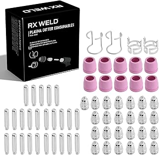 RX WELD 64PCS AG60P Plasma Cutter Torch Consumables Electrode Nozzles Cups Kit Galvanized Copper Ceramic AG-60 Consumables