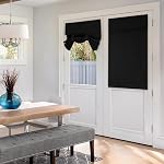HOMEIDEAS Black Blackout Door Curtains Privacy French Door Curtains, 26 X 40 Inch Room Darkening Curtains for Patio Door, Thermal Insulated Tie Up Shades Window Curtains for Bedroom, 1 Panel