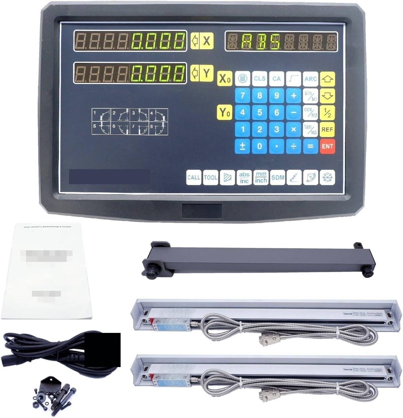 Linear Scale, 9X36 42 49" 2 Axis Digital Readout with High Precision Linear Scale/Linear Encoder/Linear Ruler for Milling Lathe Machine