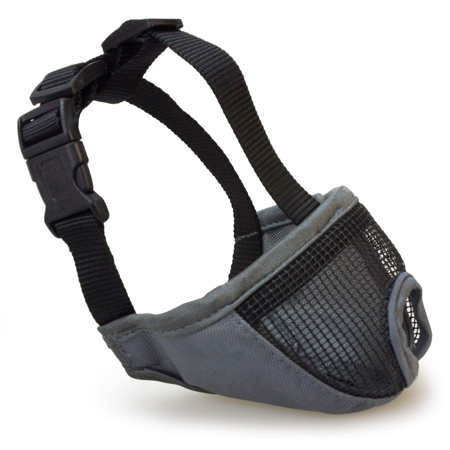 Arquivet Muzzle for Dogs Short Muzzle - Dog Muzzles - Breathable and Bite Muzzle - Polyester - Plastic Clip Closure - Size XS-S/23 cm, Grey
