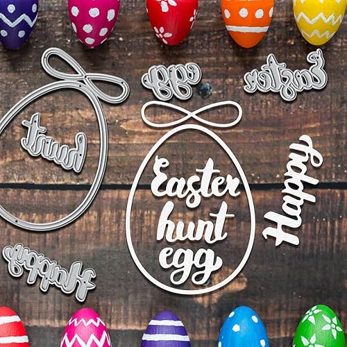 Miniatura 5 de Hying Troqueles de corte de marco de huevos de Pascua para hacer tarjetas, huevos de encaje huecos, troqueles de lazo, troqueles de huevos de