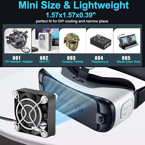 Vista 2 de GDSTIME Paquete de 2 ventiladores USB silenciosos de 1.575 pulgadas con 3 controles de velocidad, mini ventilador de carcasa de computadora sin