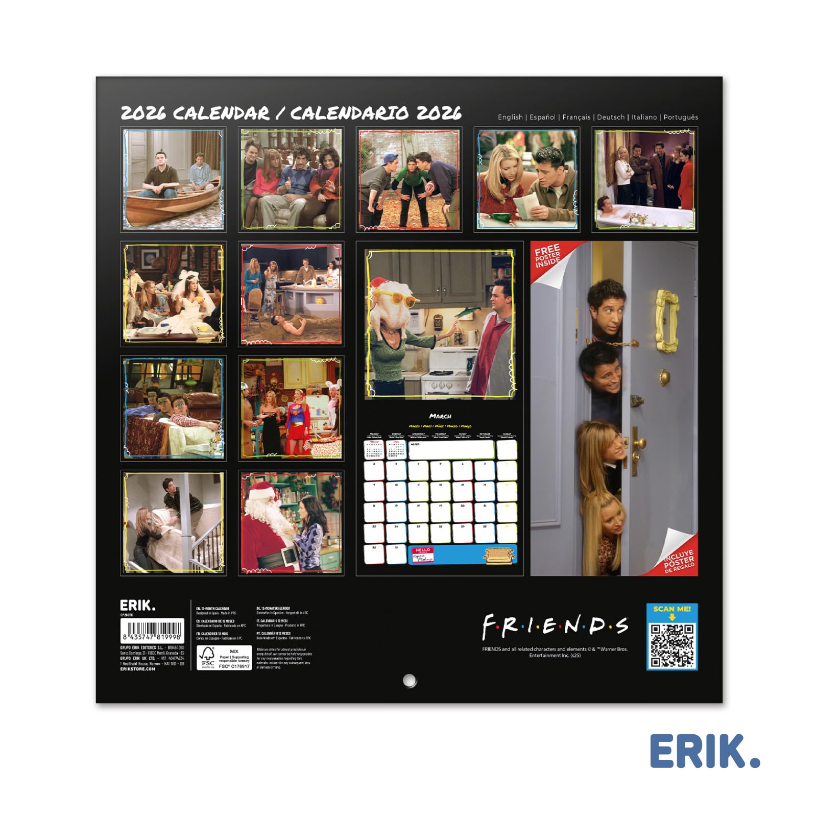 Grupo Erik - Calendrier Wicked 2026 - Calendrier 2026 Mural Mensuel │ Idee Cadeau : Calendriers Muraux │ De Janvier à Décembre : Espace Pour Notes Et Illustrations Décoratives (30x60 Cm