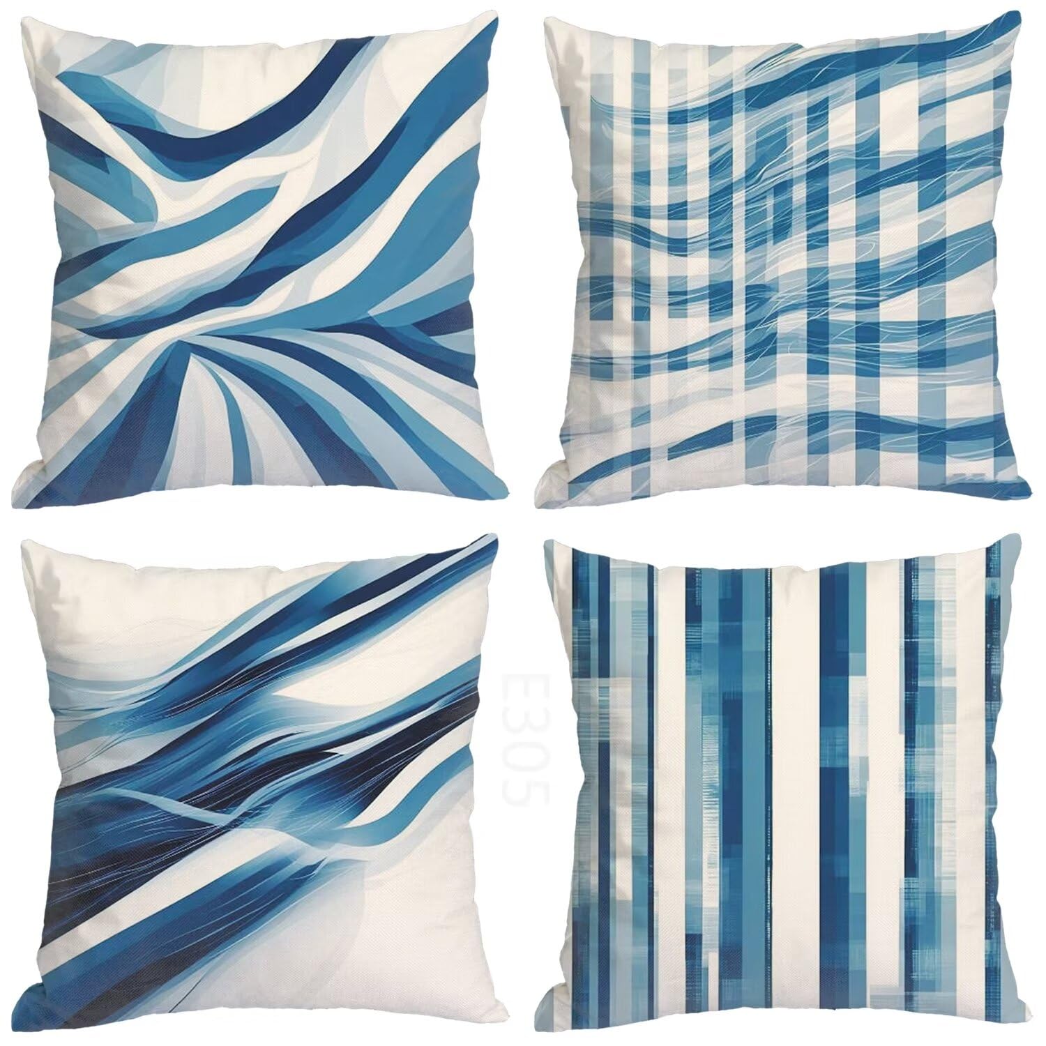 Geometria Federe Cuscini Divano 50x50cm,4 Pack Banda Estate Esterno Cuscini per Divano,Doppio Lato Quadrato Morbido Cuscini Divano,per Divano Soggiorno Sedia Autunno Dekoration Cuscino,Regali LY-305