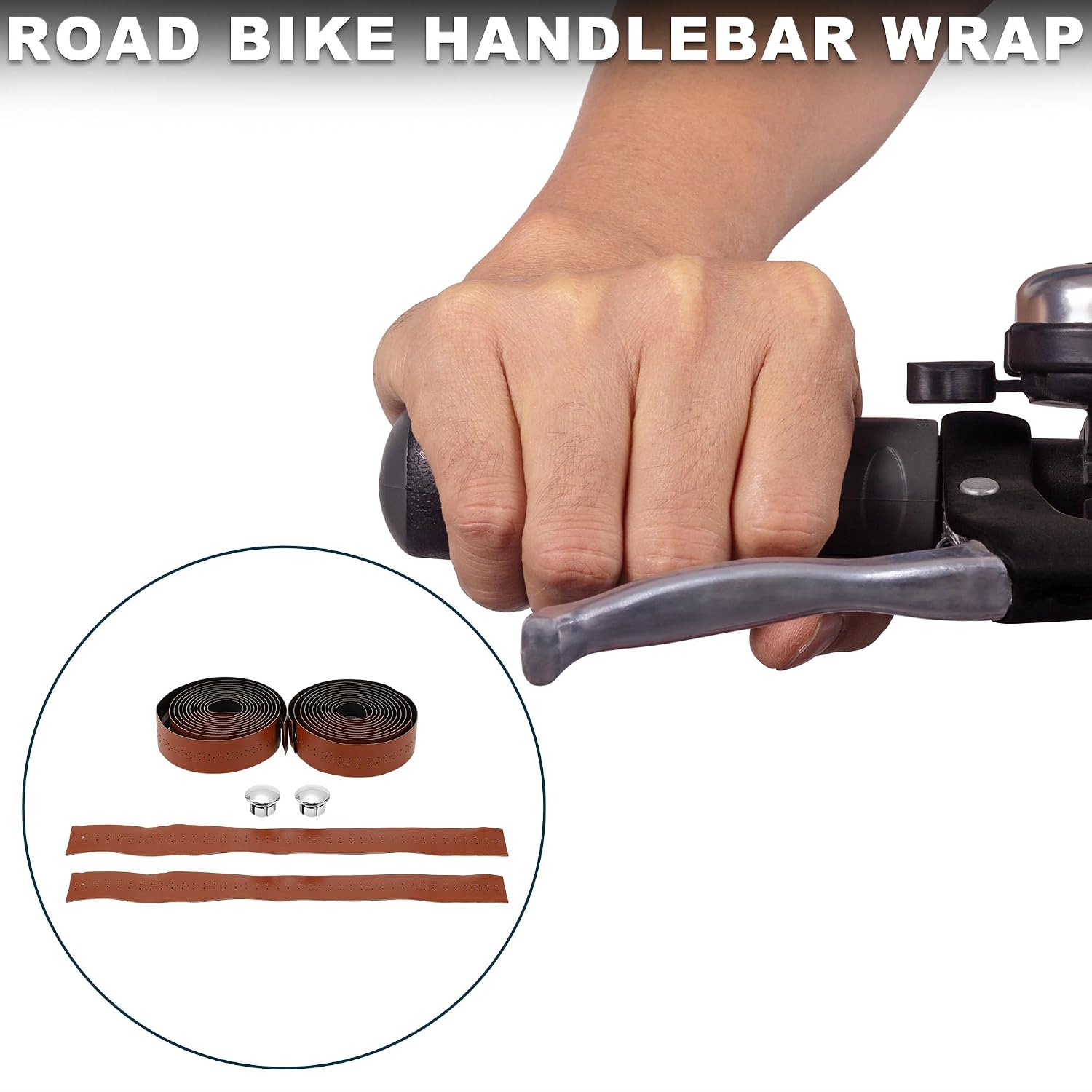 Bike Handlebar Tape with Hole Non-Slip | Bicycle Handlebar Grip Tape Brown 1 Pair