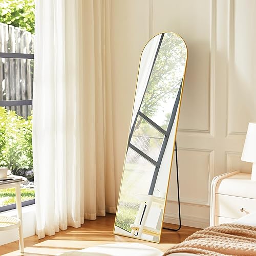 Miniatura 6 de NEWBULIG Espejo arqueado de cuerpo completo, espejo de pie de 59 x 16 pulgadas con marco de aleación de aluminio para dormitorio, sala de estar,