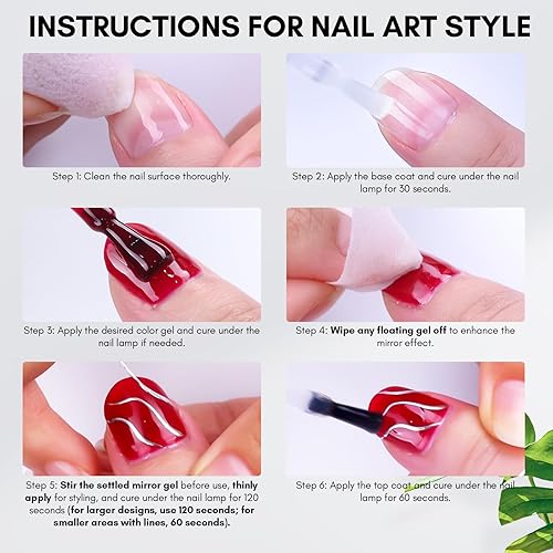 Miniatura 5 de Makartt 0.3 fl oz Mirror Shine Gel Metallic Silver Gel UVLED Gel Pintura Metal Gel Dibujo Espejo Gel de uñas para Diseños de Arte de Uñas