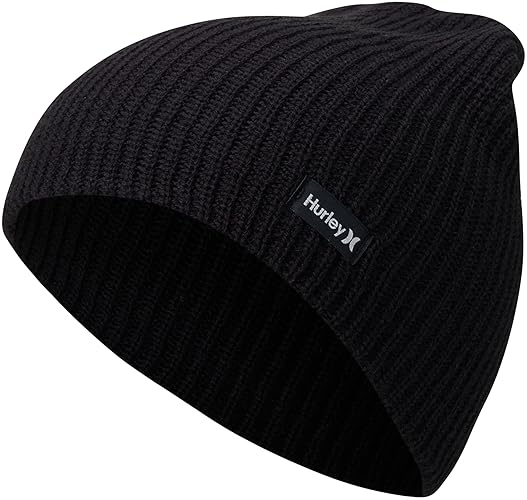 Hurley Men's Winter Hat - Smith Classic Stretch Knit Beanie - Skull Caps for Men - One Size - Black