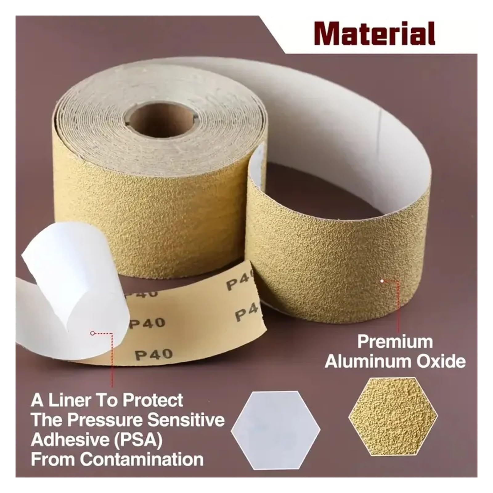 1 Rolle selbstklebendes Schleifpapier, Größe 2-3/4 x 10, PSA-Kleber-Schleifpapierblatt, geeignet for Automobil- und Holzarbeiten(1 Roll 60 Grit)