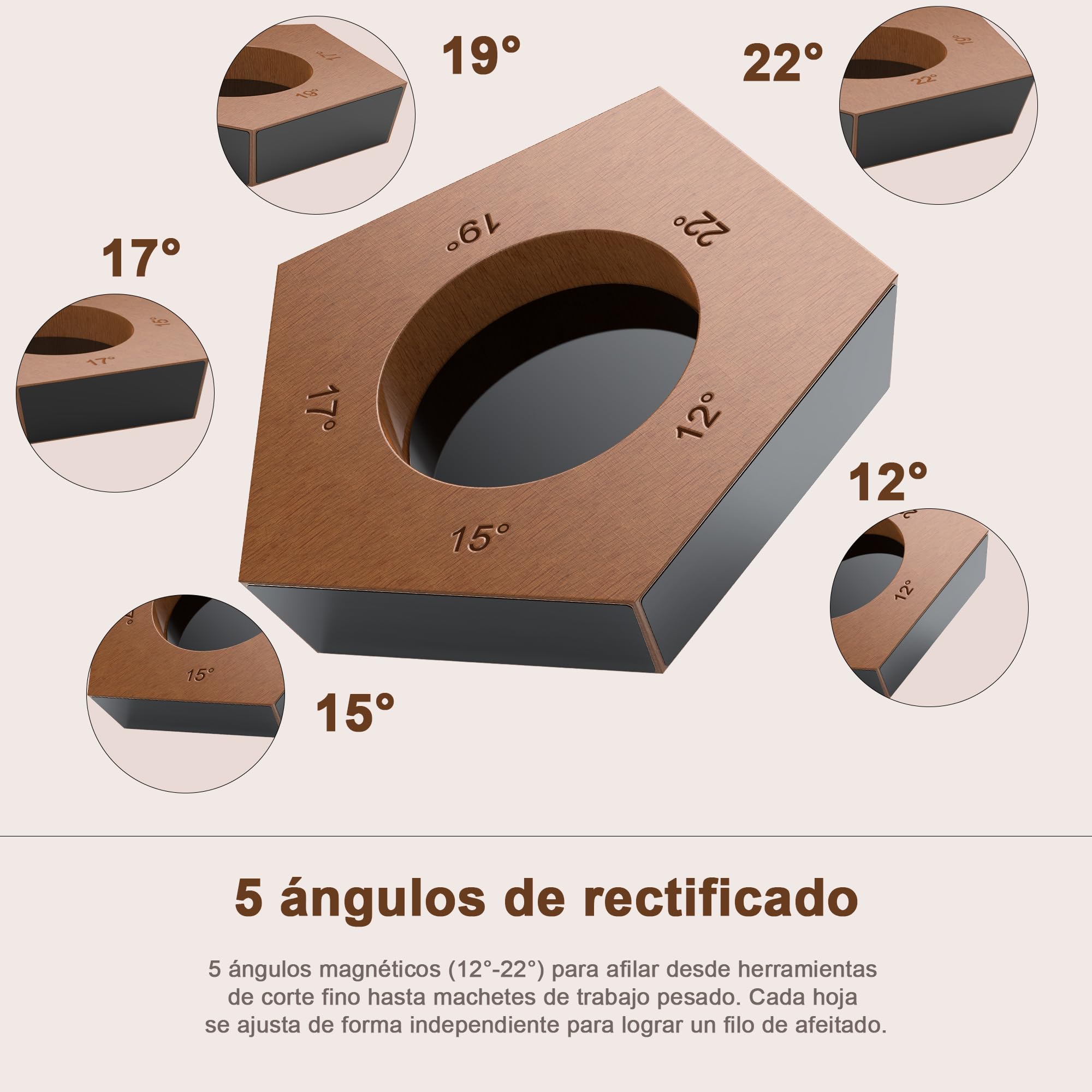 Afilador de Cuchillos Profesional Ángulos de Afilado 12° 15° 17° 19° 22°