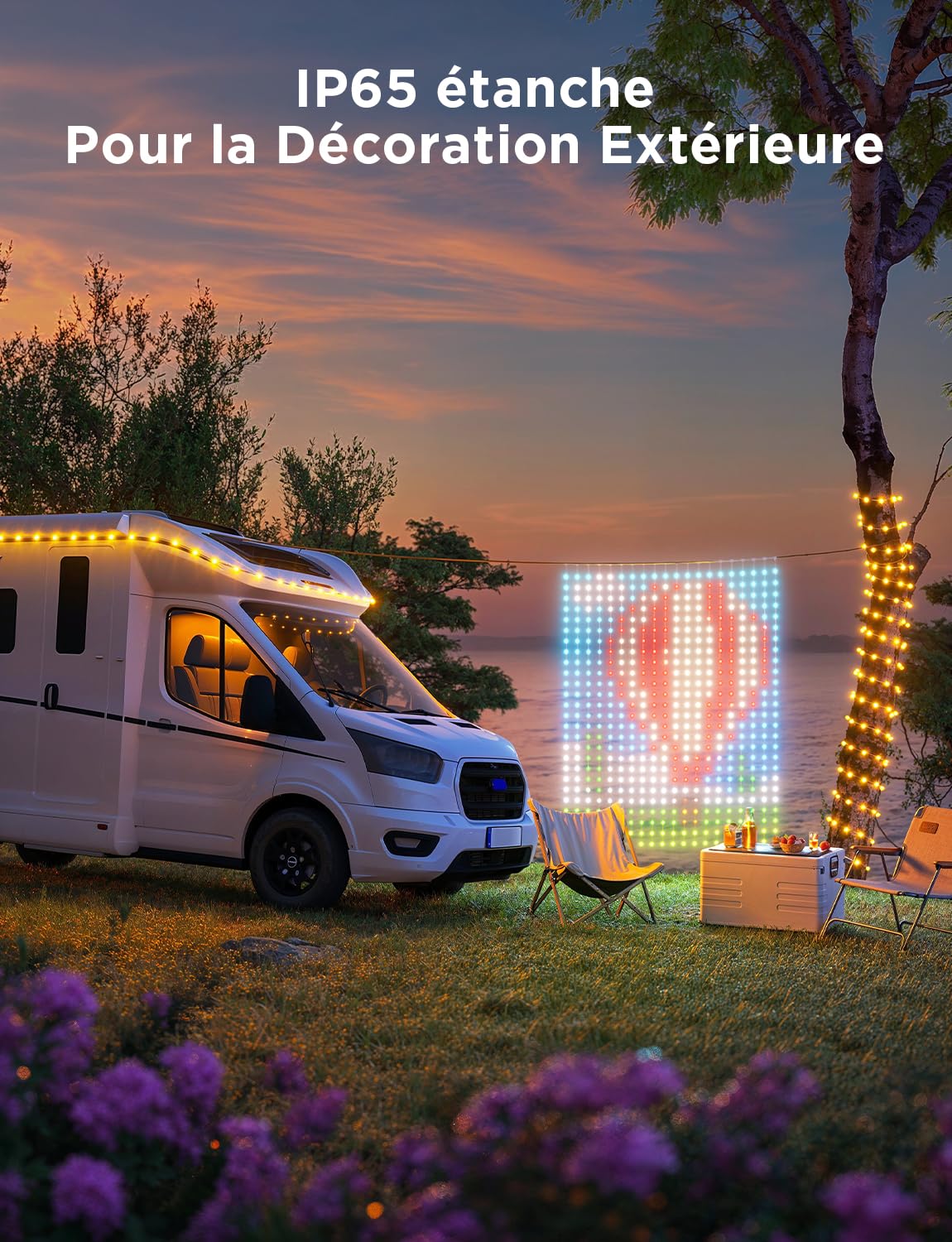 Govee Curtain Lights 3x2m, Rideau LED Intelligent, 1040 LEDs, IP65 | Compatible avec Alexa, GIF DIY, Étanche IP65, Décoration de Noël, Contrôle par App, Couleurs RGBIC