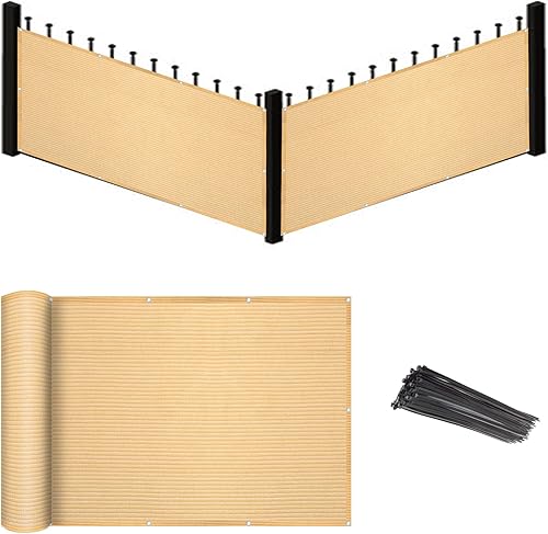 Eden's Decor Pantalla de privacidad para balcón, color beige, de 2 pies 6 x 7 pies, de malla, resistente a la intemperie, protección UV para patio