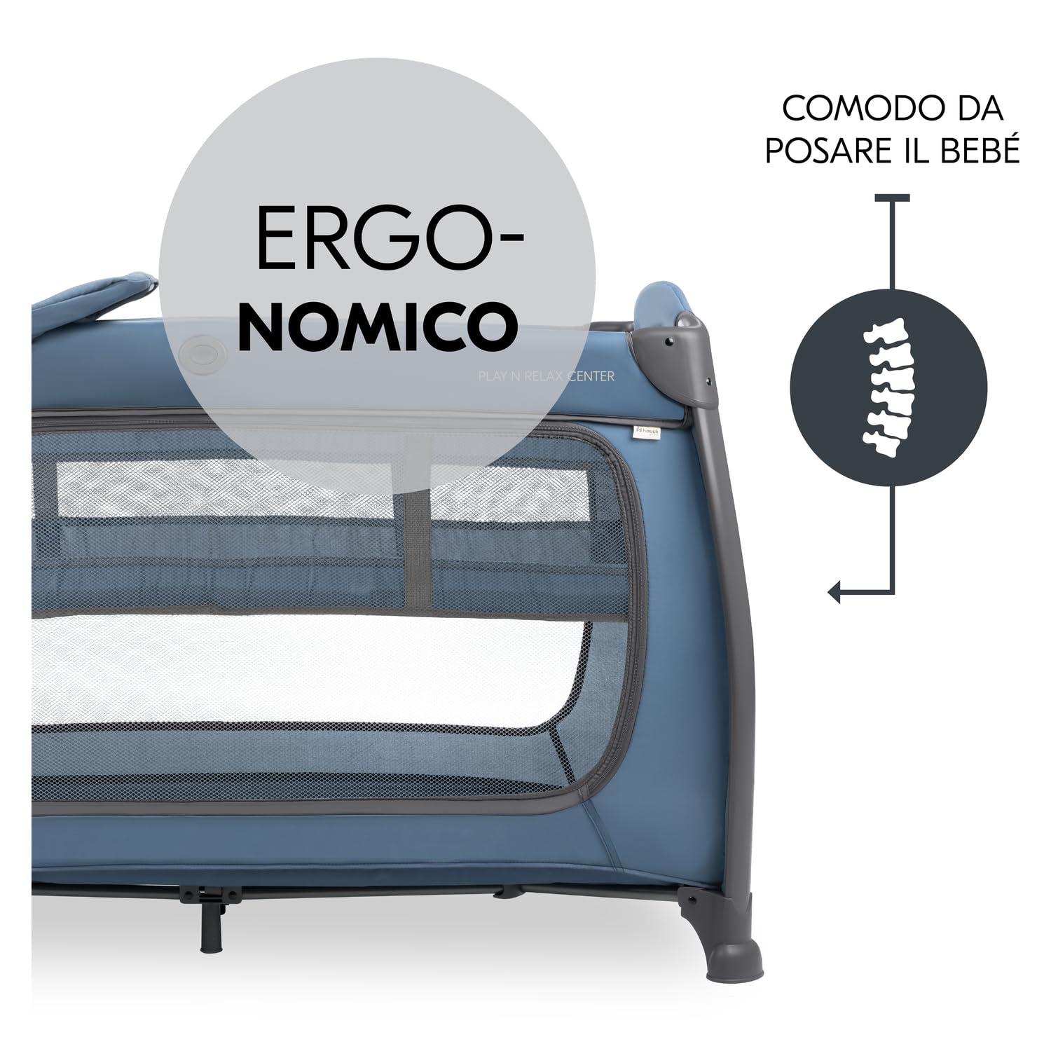 hauck Lettino Da Viaggio Play N Relax Center - Culla Neonato Da 0 Mesi Fino a 15 Kg - Box Bambini con Fasciatoio, Borsa e Apertura XL, Letto Pieghevole - Blu scuro