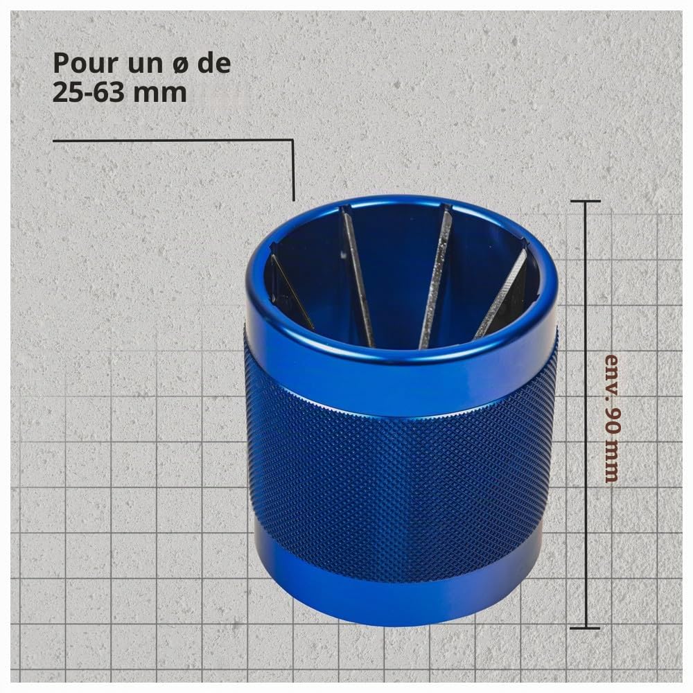 Dönges Ébavureur professionnel avec boîtier en aluminium pour tube en plastique de 25 à 63 mm | Ébavureur de tuyaux, ébavureur manuel, outil de déburring