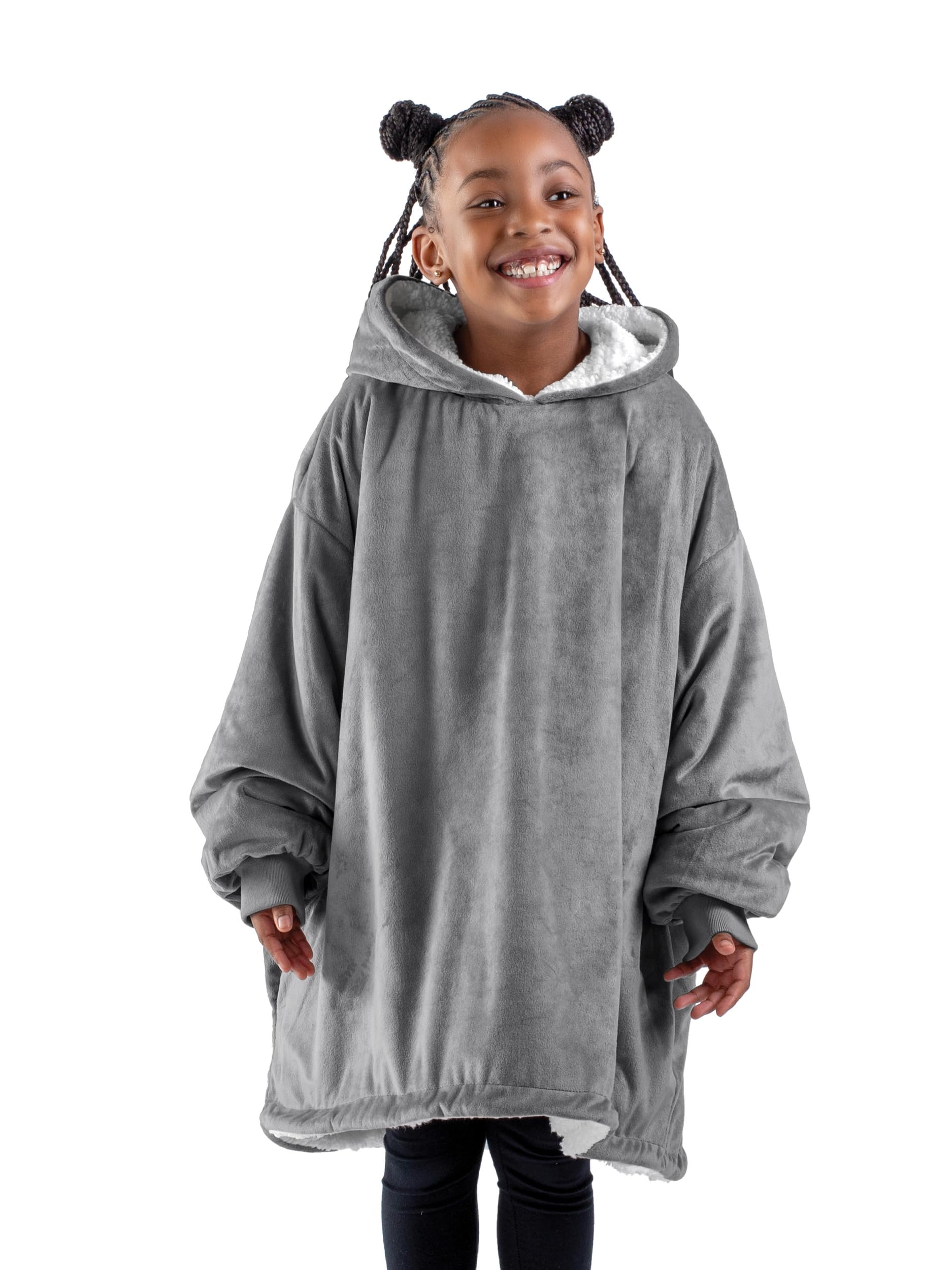 Bare HomeWearable Blanket Hoodie - Soft Plush Sherpa - Warm and Cozy - Oversized Wearable Blanket - Adult & Kid SizesOEKO-TEX STANDARD 100