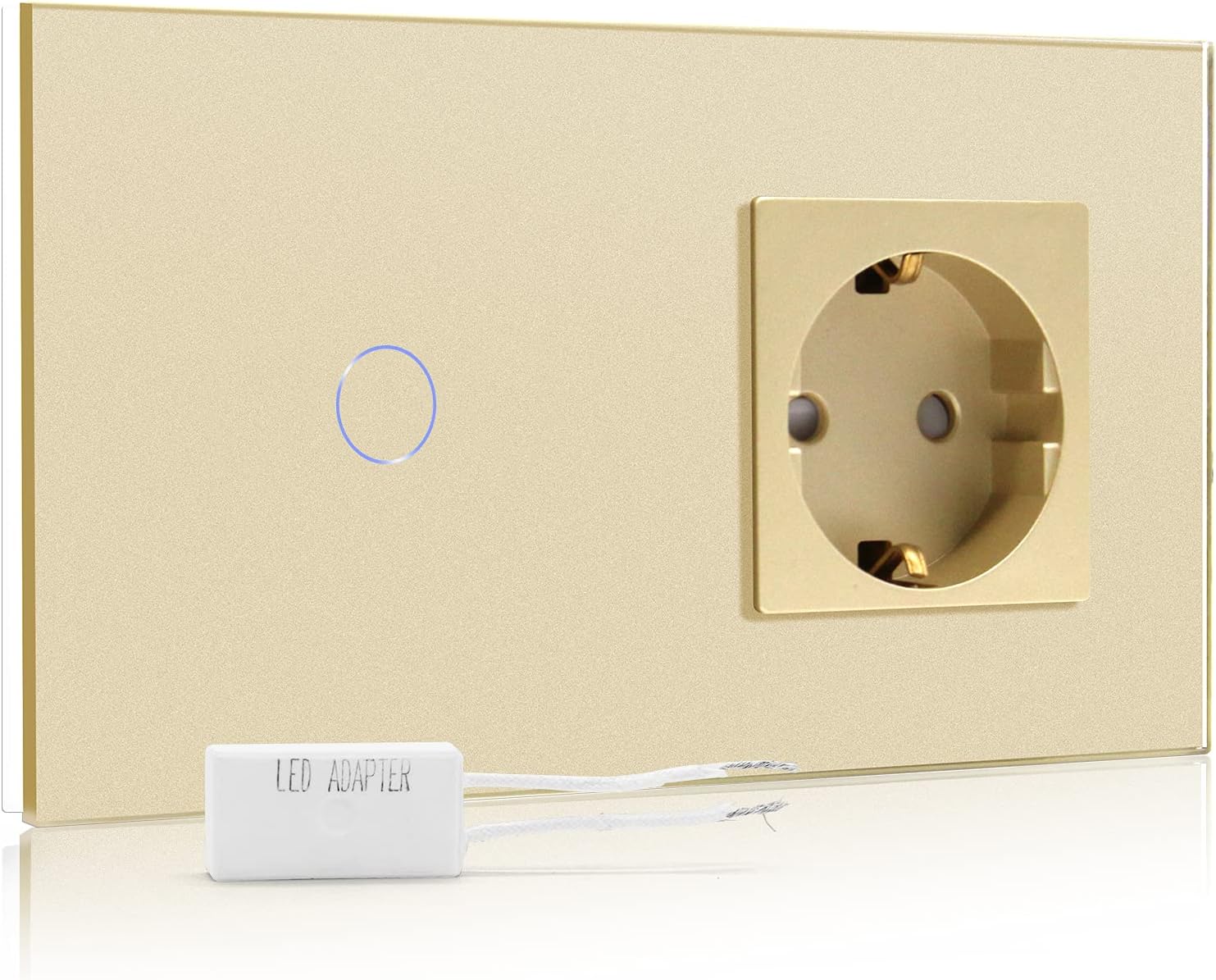 BSEED Dimmer Schalter mit Steckdose mit LED Anzeige 1 Fach 2 Weg