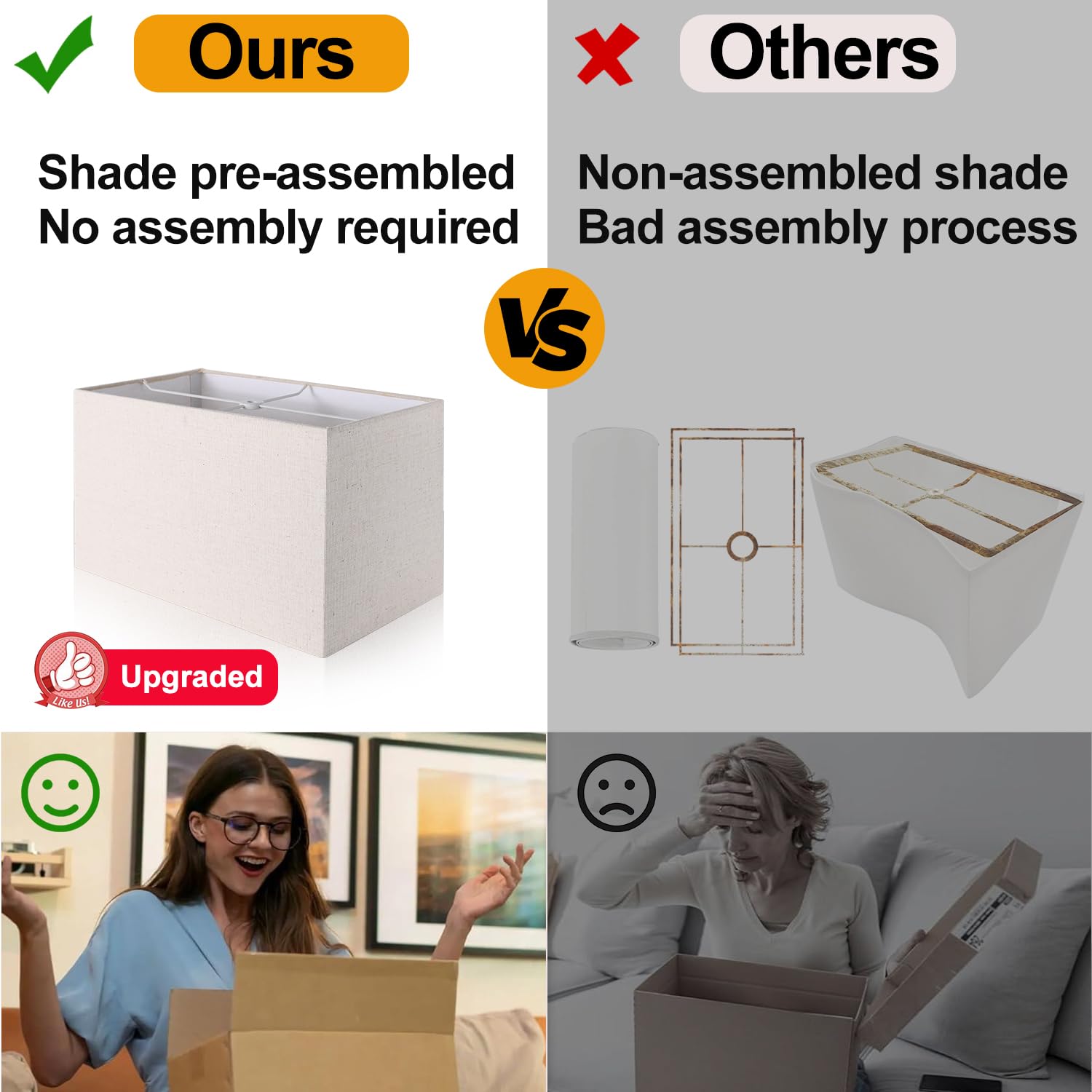 53,3 cm Touch-Nachttischlampen mit 2 USB- und AC-Steckdosen, 3-fach dimmbare Nachttischlampen 2er Set für Schlafzimmer, Wohnzimmer, Büro, Lesen, Beige Leinen Lampenschirmlampen für Nachttische, 2700K