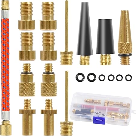 32 Pcs Embout Pompe Velo, Adaptateur De Valve De Vélo DV AV SV Adaptateur De Pompe A Velo Adaptateur Aiguille De Pompe 97119415