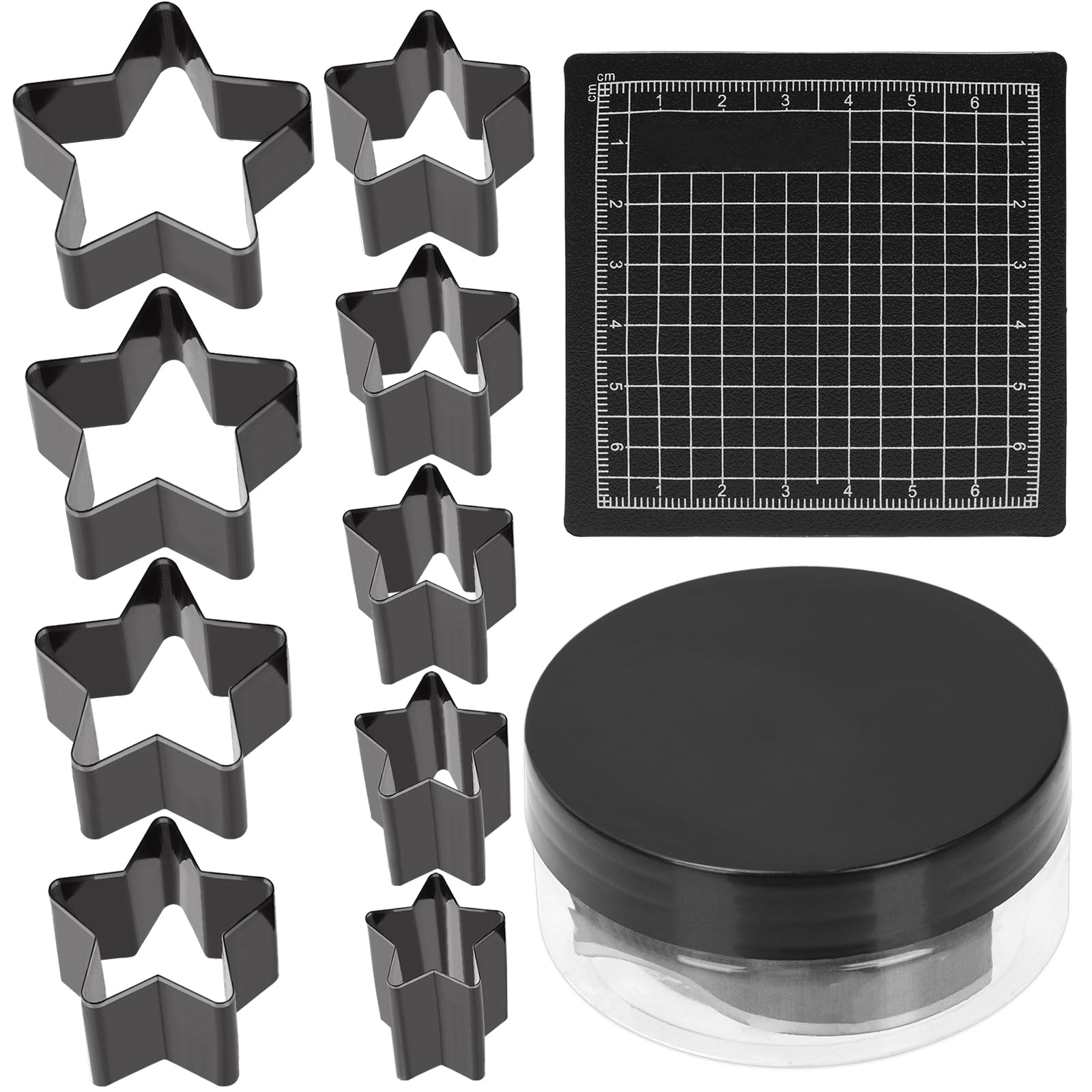 Keadic 10Pcs Star Leather Cutter Tool Set 9 Sizes Star Shape Leather Cutting Dies Star Punch Tools Sharp Hollow Die Cutters for Earring Jewelry DIY Leather Crafts
