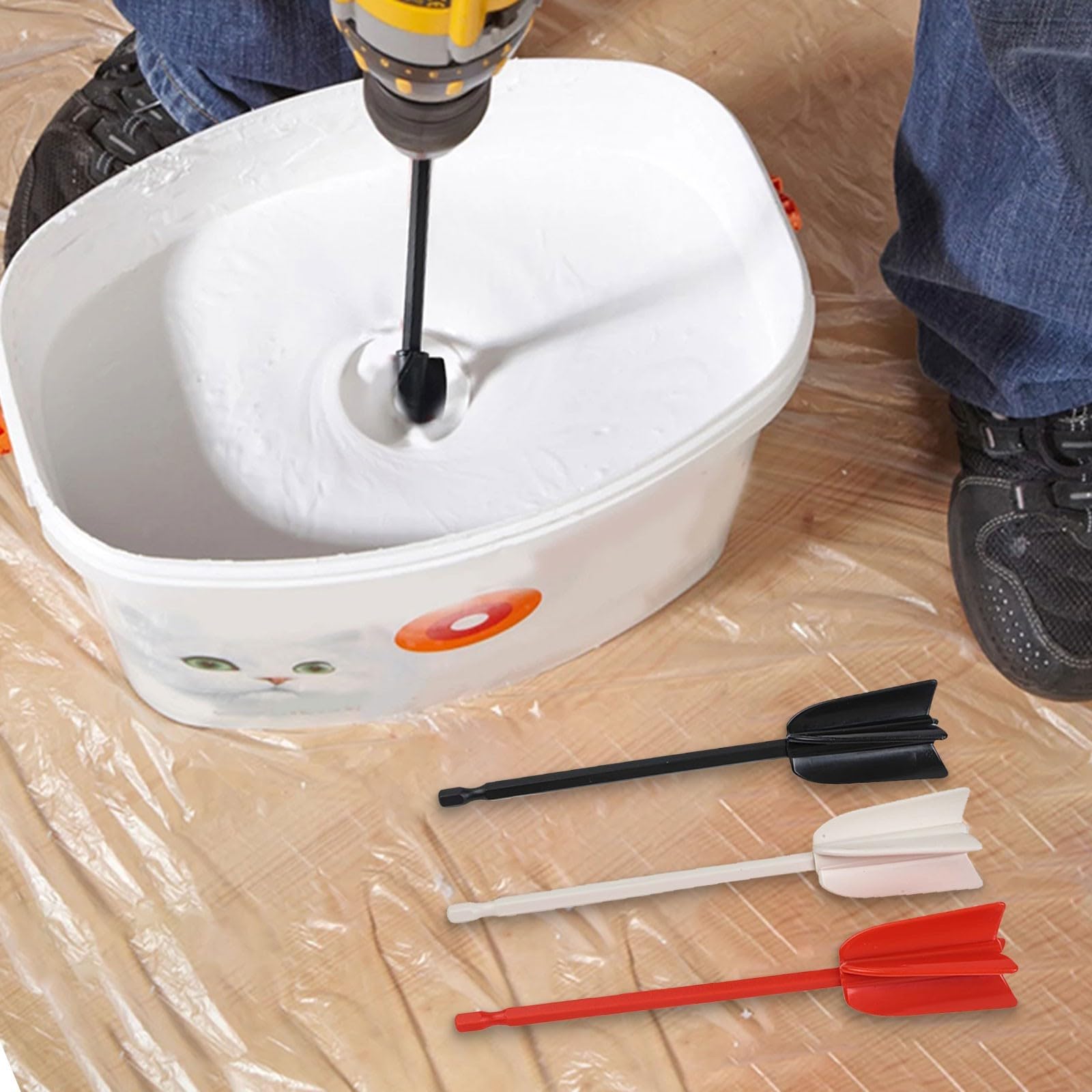 6 accesorios mezcladores de resina epoxi para taladro, batidor en espiral para pinturas, esmaltes de cerámica, manchas, 16.5 pulgadas de largo, varillas mezcladoras ABS reutilizables