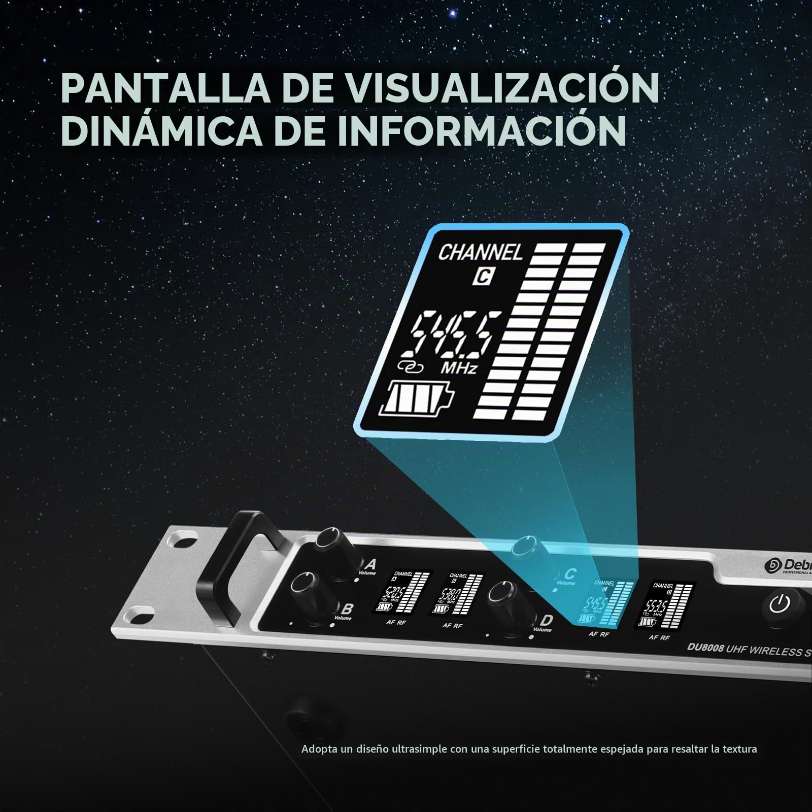 D Debra Sistema de Micrófono Inalámbrico 8 Canales DU8008 - Kit de 8 Micrófonos de Mesa para Conferencias, Salas de Reuniones y Seminarios, con Base Transmisora y Receptor Pantalla