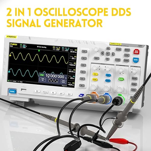 Miniatura 6 de FNIRSI Osciloscopio 1014D 2 en 1 Osciloscopio Digital DDS Generador de Señal, Sonda de Alto Voltaje 100X, 2 Canales 100Mhz Ancho de banda 1GSa/s