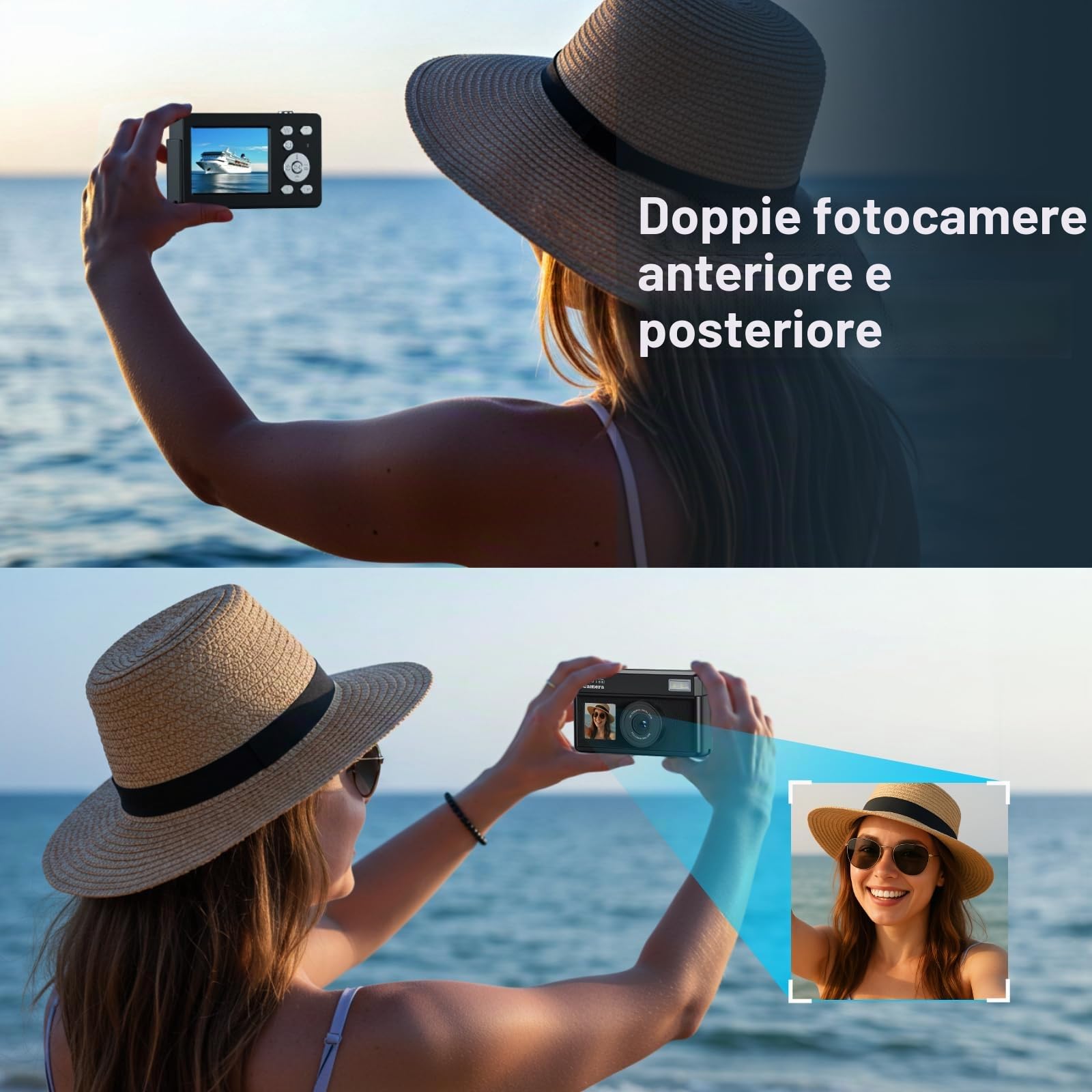 Macchina Fotografica Digitale,Fotocamera Digitale Compatta 4K 64MP (Pelle Nero) | Scheda da 32 GB, Anti-vibrazione, Zoom 18X, Videocamera per Vlogging per Adolescenti, Principianti, Adult (Pelle Nera)