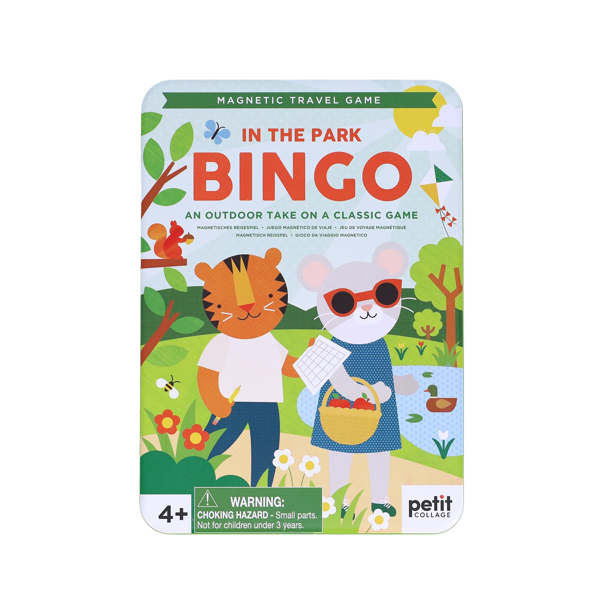Petit Collage: Magnetic Bingo - in The Park | Outdoor Bingo Set, Find The Items at The Park | Includes Travel Tin for On-The-go Play| Great for Kids 4