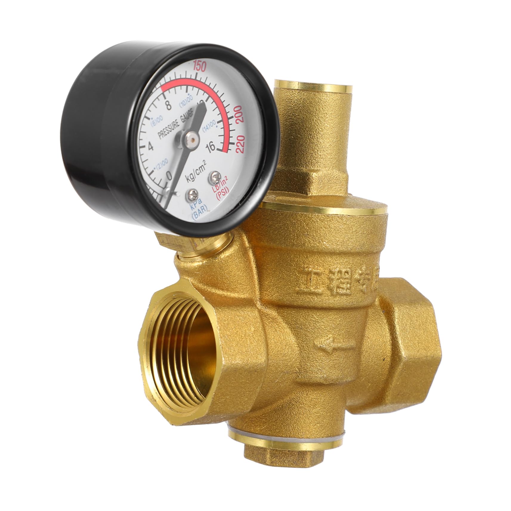 Gadpiparty Full Copper Brass Pressure Regulating Valve Dn20 3/4 Inch Pressure Reducer Gauge Water Pressure Regulator for Faucet Solar Energy Purifier