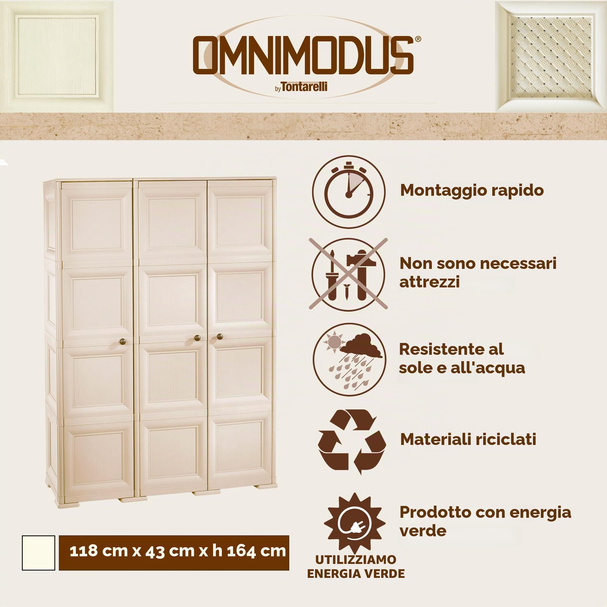 ARMADIO 3 ANTE 4 MODULI ANTE LISCE