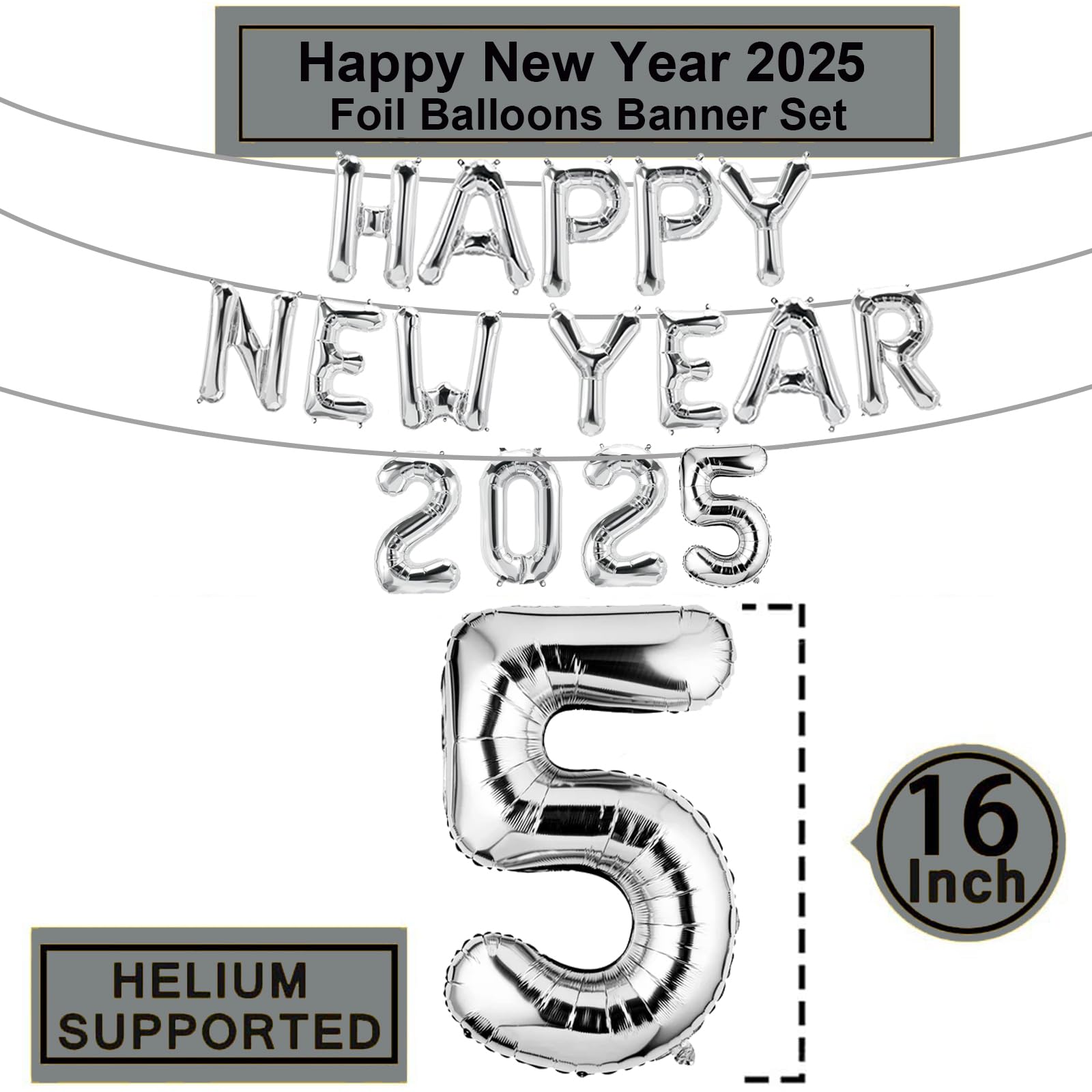 Amazon | 2024 Happy New Year アルミホイルバルーン バナー