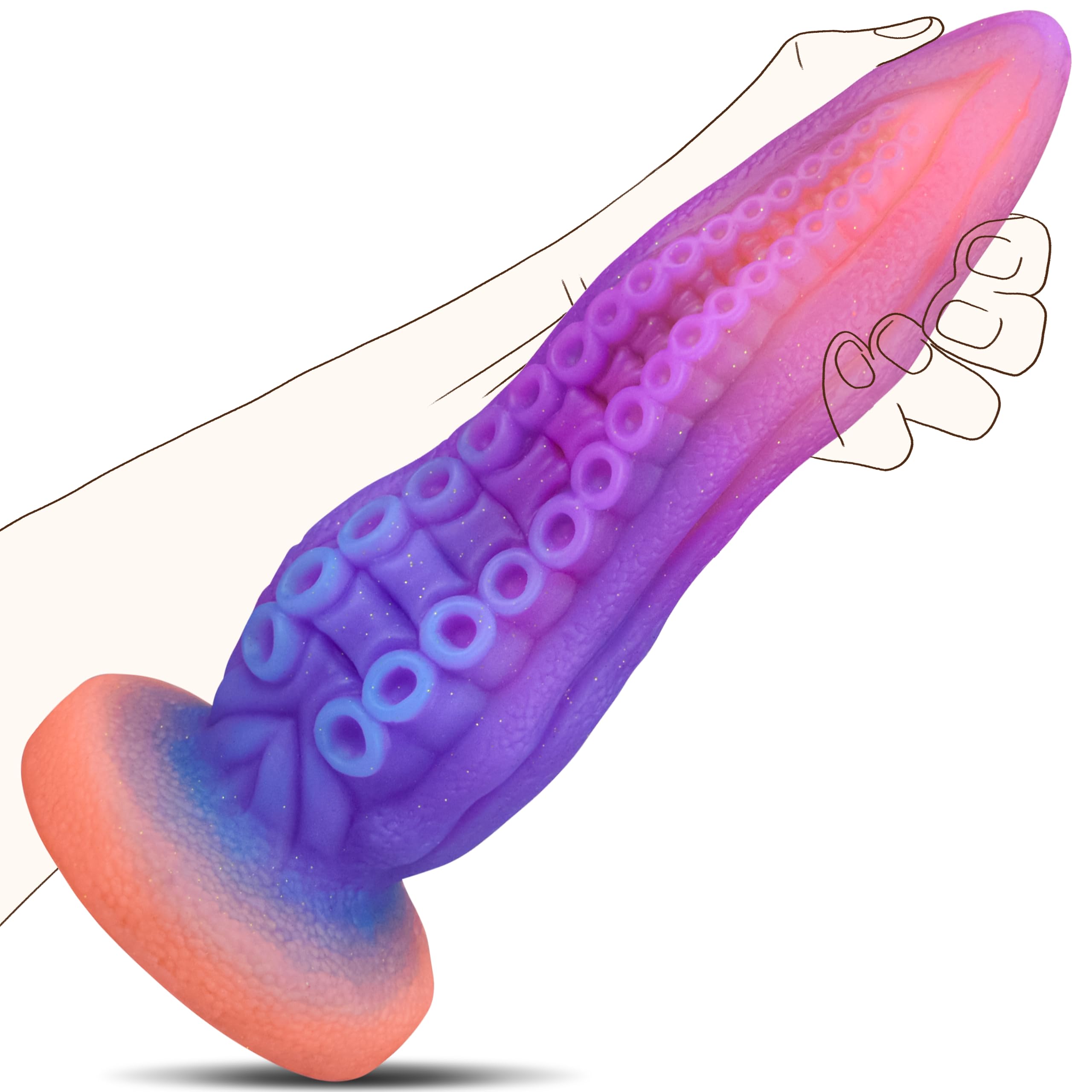 9.6" Tentacle Realistic Dildo Luminous Octopus Dildo, Huge Silicone Dildo Plug with Strong Suction Cup Fantasy G-Spot Monster Dildo Adult Sex Toy for Men & Women Hands-Free Play