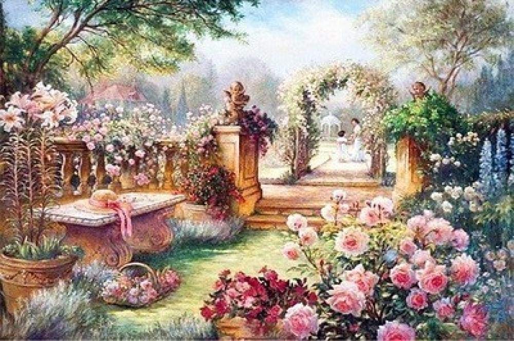 5D Diy Diamant Peinture Point De Croix Rêve De Mariage Jardin Petite Cour Résine Perceuse Complète Mosaïque Mosaïque Kit De Broderie-60 * 80Cm_ (Square_Diamond)