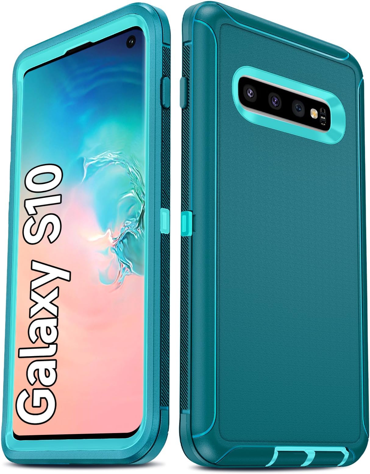 LeYi Compatible for Galaxy-S10 Case: Samsung【Not Fit S10E/ S10 Plus/ S10 Lite】3-in-1 Full Body Shockproof Rubber Outer Cover Heavy Duty Tough Rugged Dustproof Defender Protective Funda fara S 10, Teal