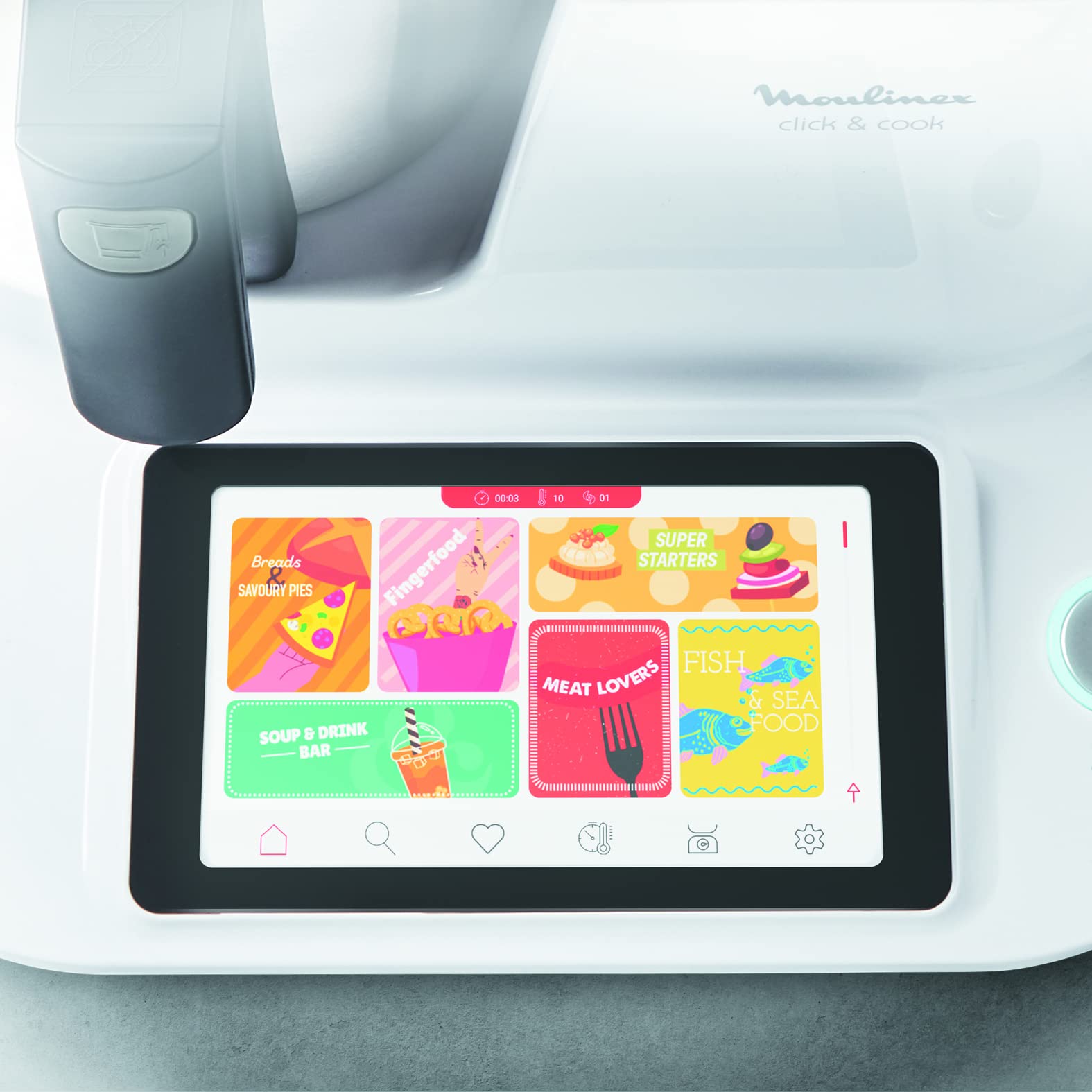 Moulinex Click & Cook - Robot de cocina con báscula de cocina integrada, potencia 1400 W, capacidad 3,6 L, 32 funciones, 10 programas automáticos, pantalla digital táctil, fácil uso HF506110