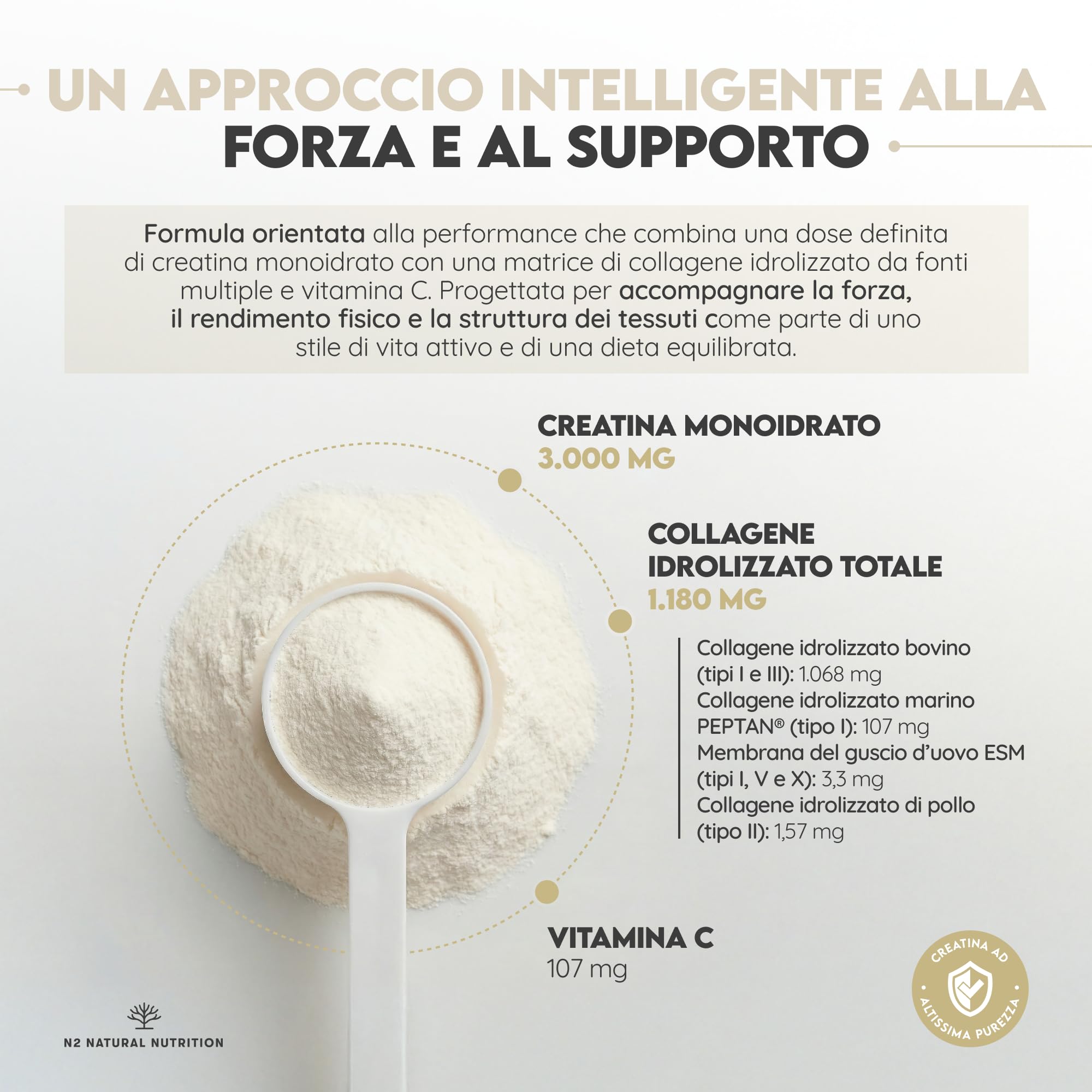 Triple Magnesio 440mg + Integratore Uomo con Maca, Ginseng e Zinco + Creatina Monoidrato e Collagene Multi Tipo 70 Dosi. N2 Natural Nutrition