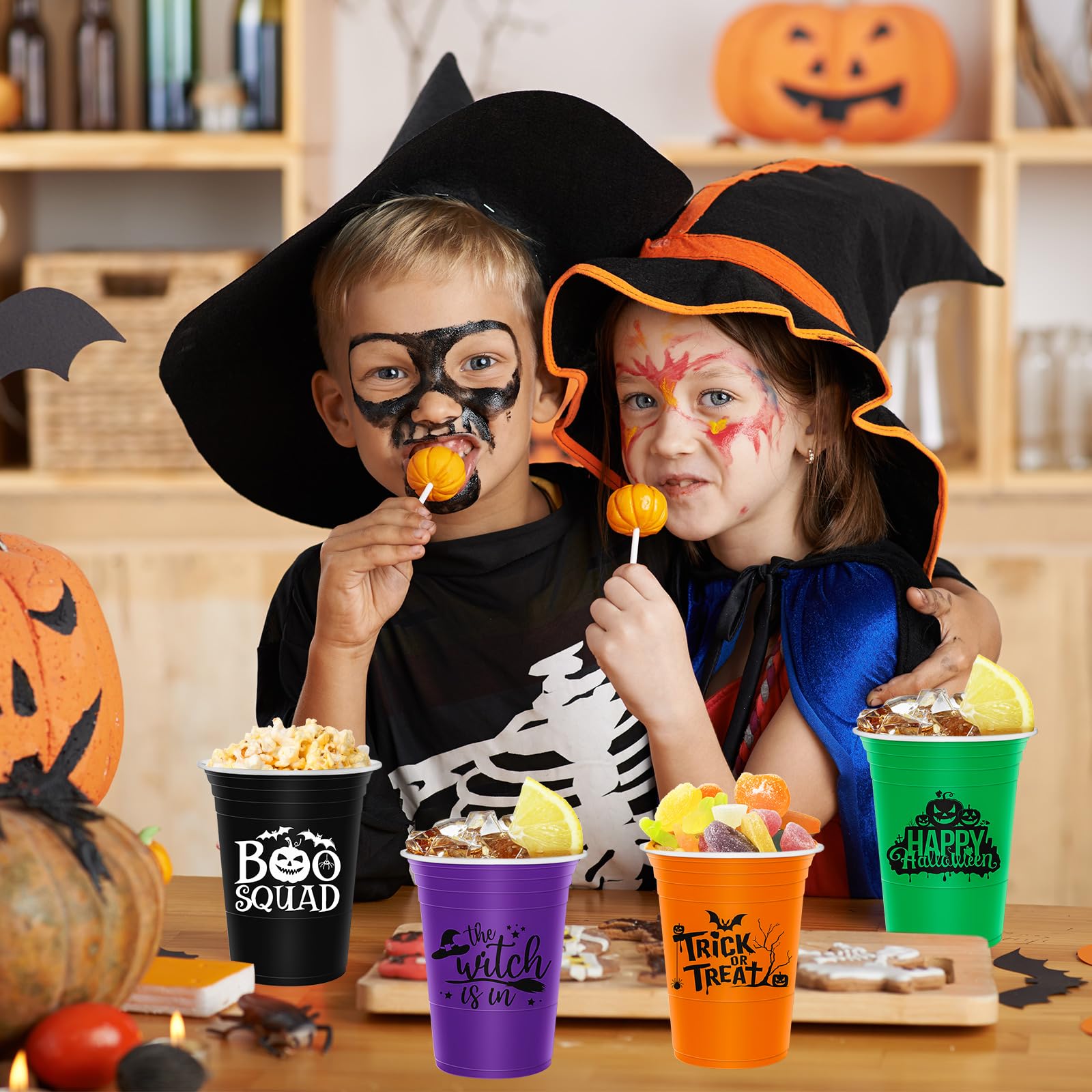 150 Halloween-Becher, 473 Ml – Schwarz, Orange, Lila, Stapelbar, Für Süßes Oder Getränke, Einweg