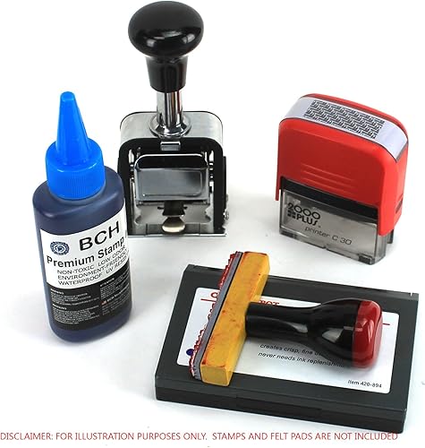 Miniatura 6 de BCH Recambio de tinta de sello premium, colores de tinta negra, azul y roja, de larga duración, secado rápido, impermeable, para sellos de goma y