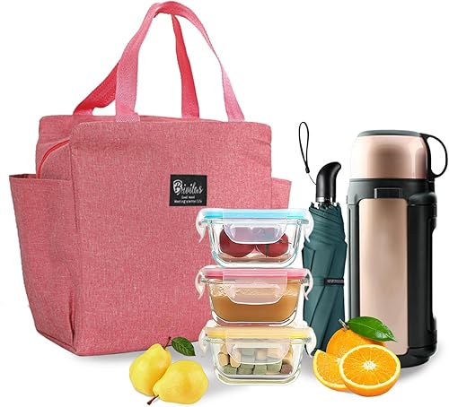 Miniatura 5 de INVODA 4 bolsas de almuerzo con aislamiento térmico para mujeres y hombres, bolsa de almuerzo de gran capacidad, reutilizable, impermeable, bolsa