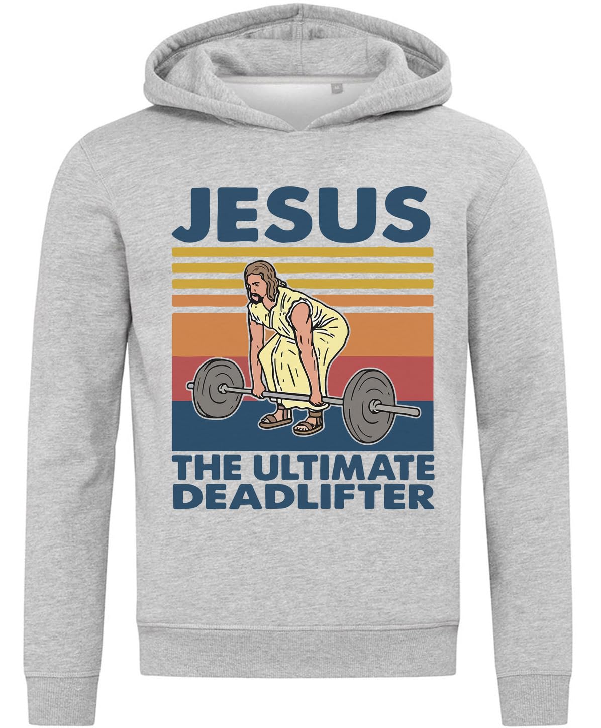 Jesus The Ultimate Deadlifter Funny Powerlifting Graphic Felpa con cappuccio in misto cotone grigio