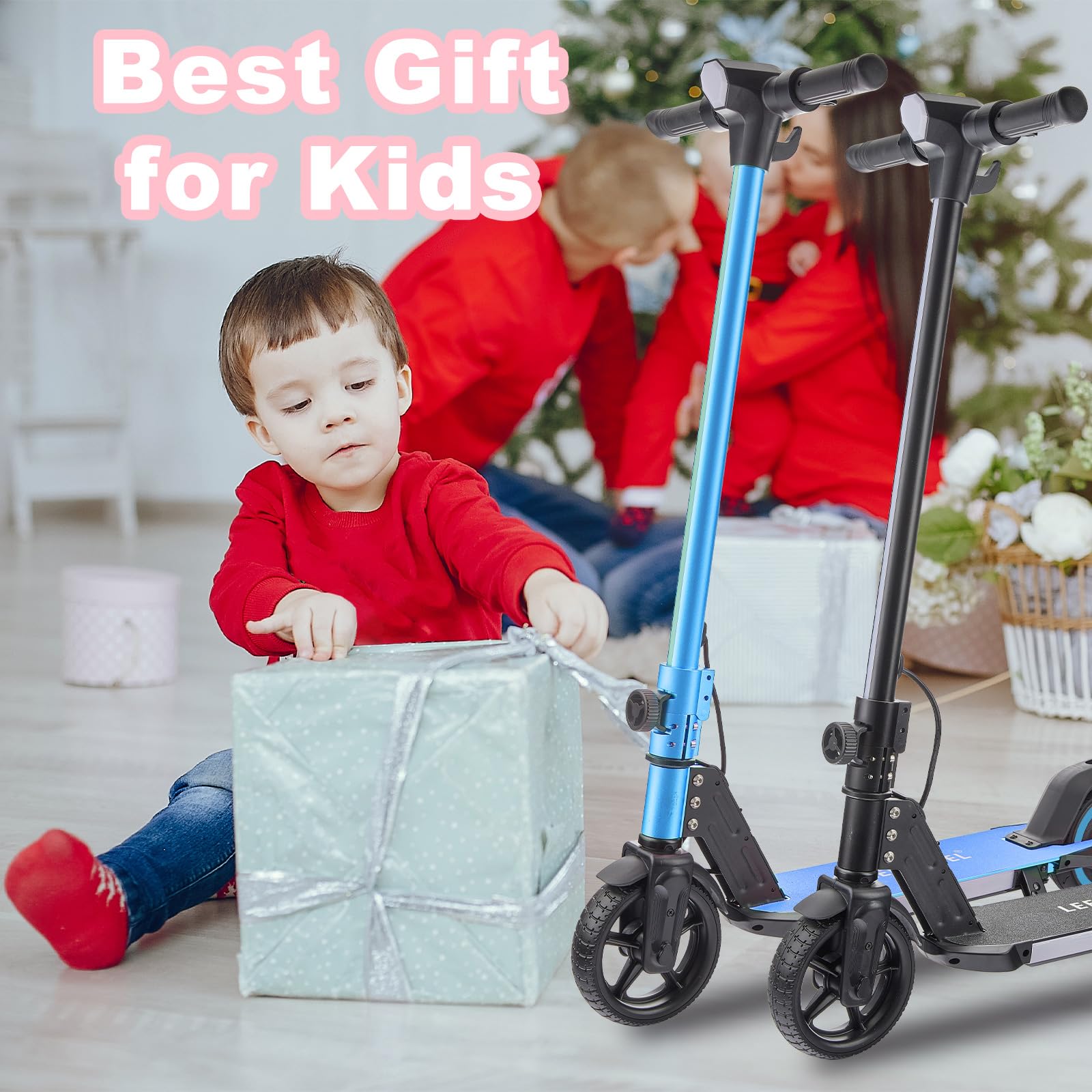 Electric Scooter for Kids 6-14, 150W Motor, 11 Mph, LED Lights, Foldable Blue