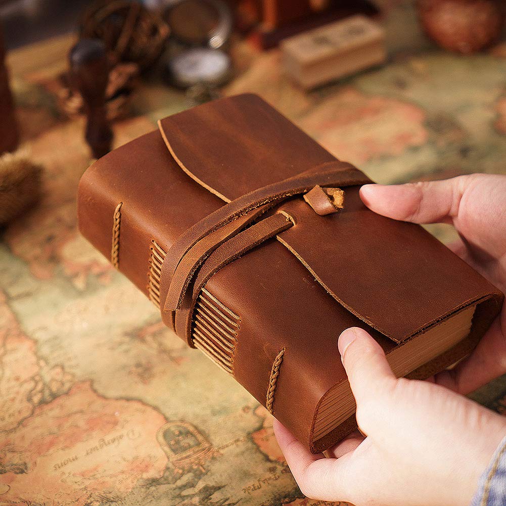 zeszyt， Gruby skórzany notatnik 400P 165mm*115mm*40mm Pusty ze szkicownikiem, ręcznie robiony pasek
