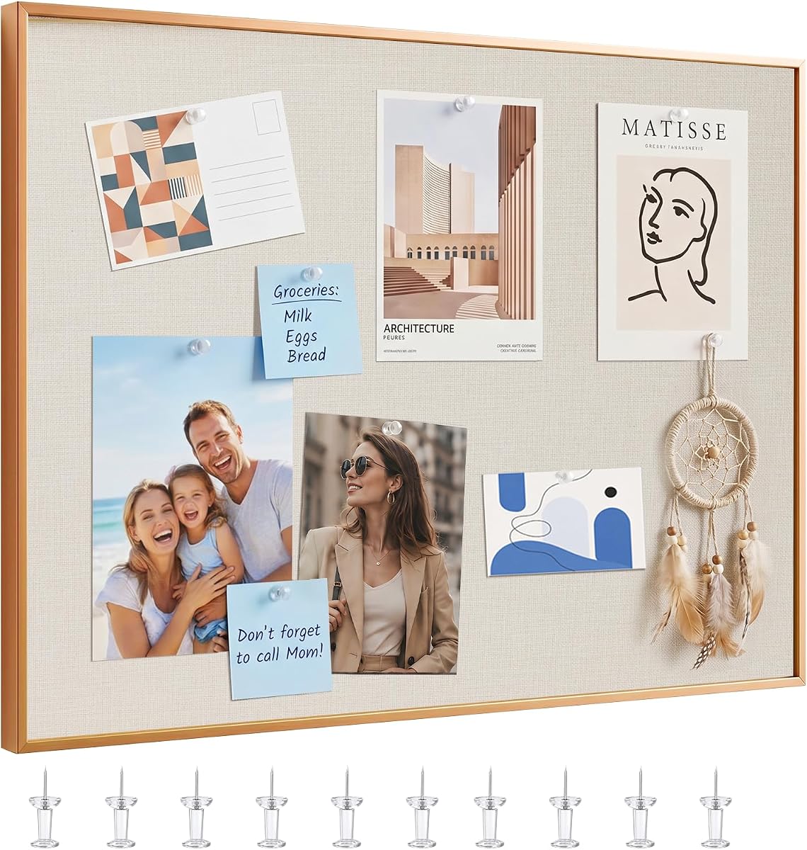 Cork Board, 30 x 20 Inch, Oatmeal Framed | Aluminum Framed Fabric, Bulletin Board, Ideal for Home Office and Bedroom