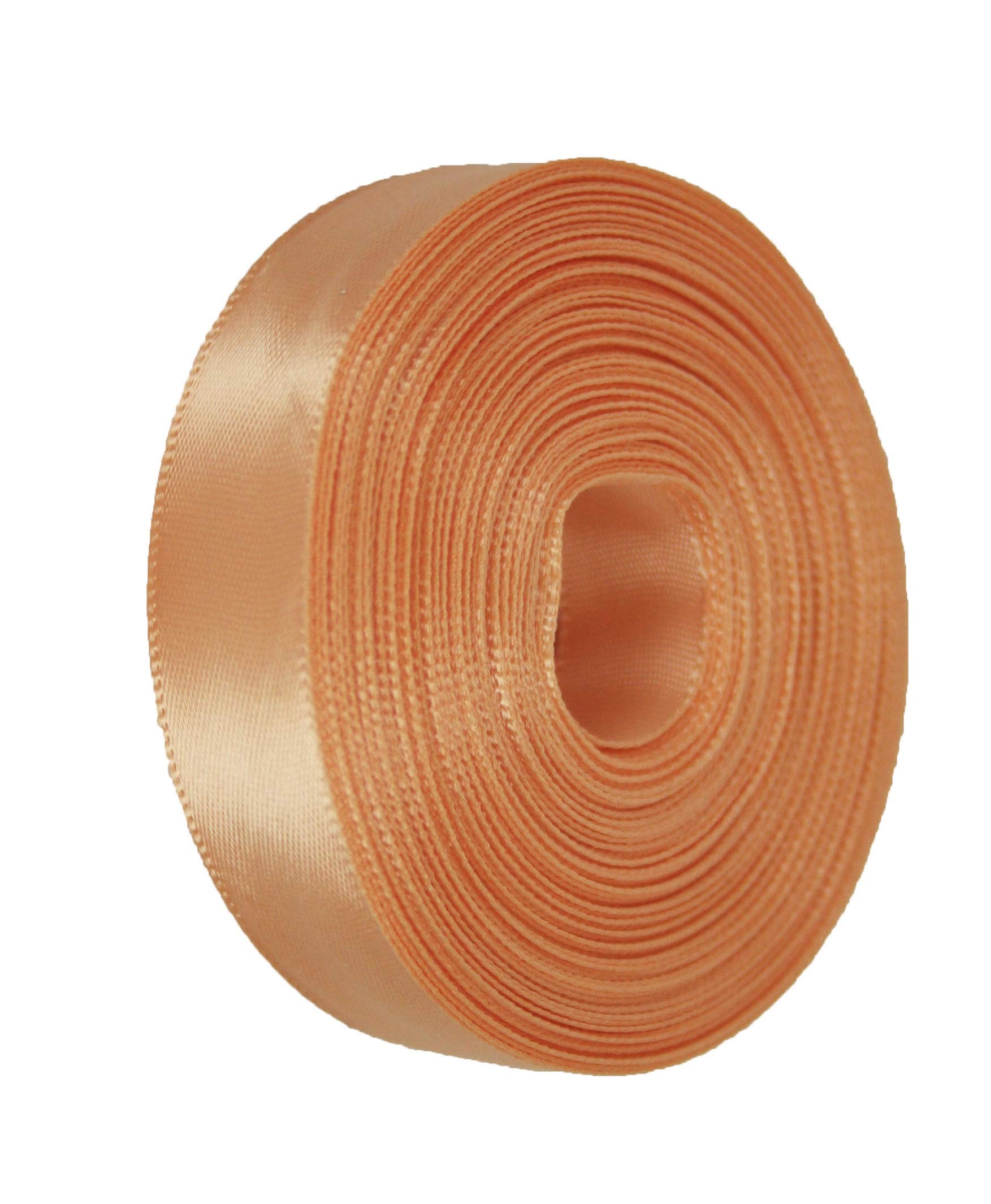 Peach Rolled up 7/8" Single FACE Satin Ribbon 100% Polyester Choose Length (7/8" X 10 Yards)