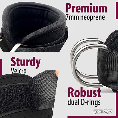 Miniatura 4 de Frelaxy Correas para Tobillo para Máquina de Cable – Correas para Piernas Cómodas y Duraderas para Patadas Traseras, Entrenamientos de Glúteos y