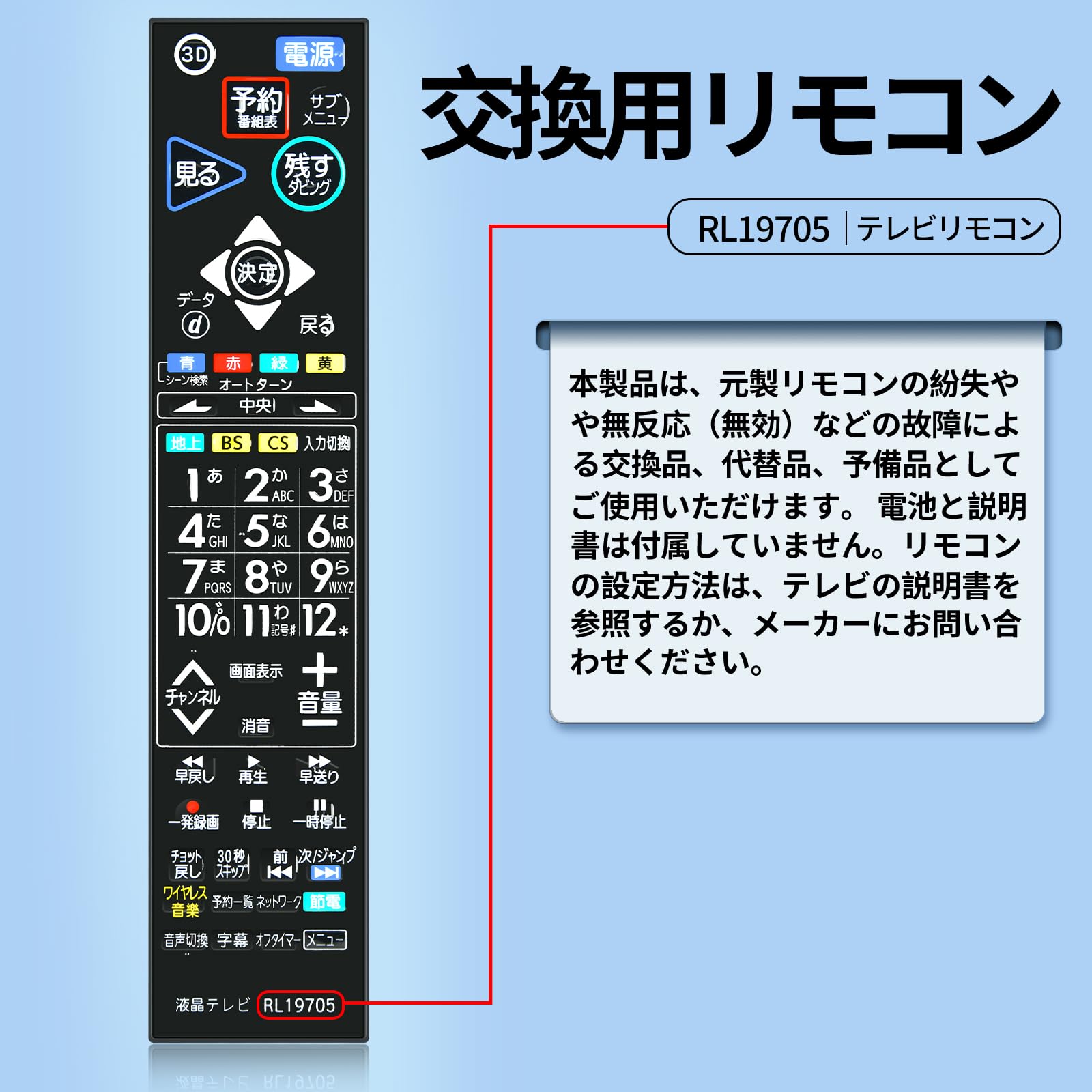 Amazon | テレビリモコンRL19705 for MITSUBISHI 三菱テレビリモコン