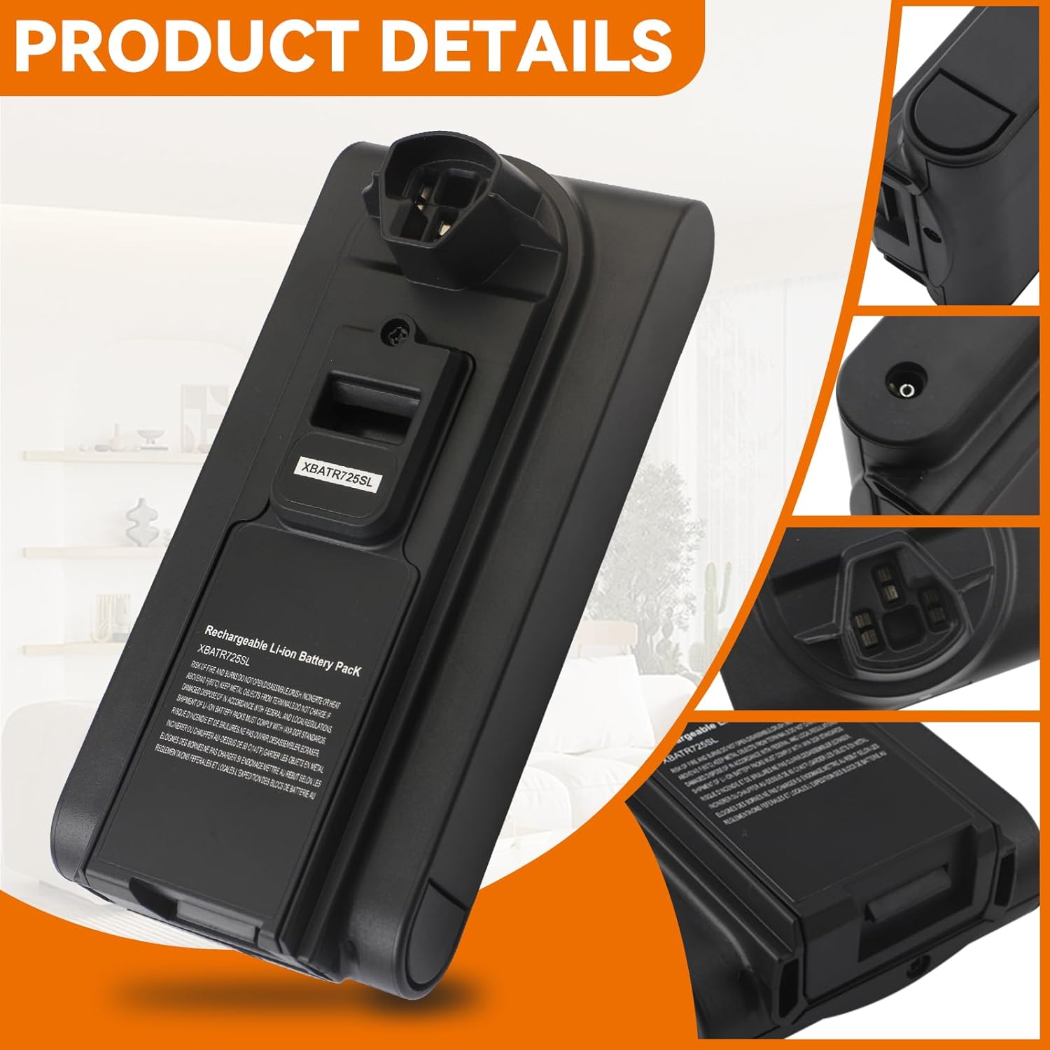 Replacement for Shark XBATR725SL Battery, Compatible with Shark Stratos IZ840H IZ862H UZ865H 1Z862HC UZ865HCCO IZ840HRW Cordless Vacuum Cleaners 25.2V 2500mAh (NOT with IZ540H IZ562H UZ565H LZ500 )