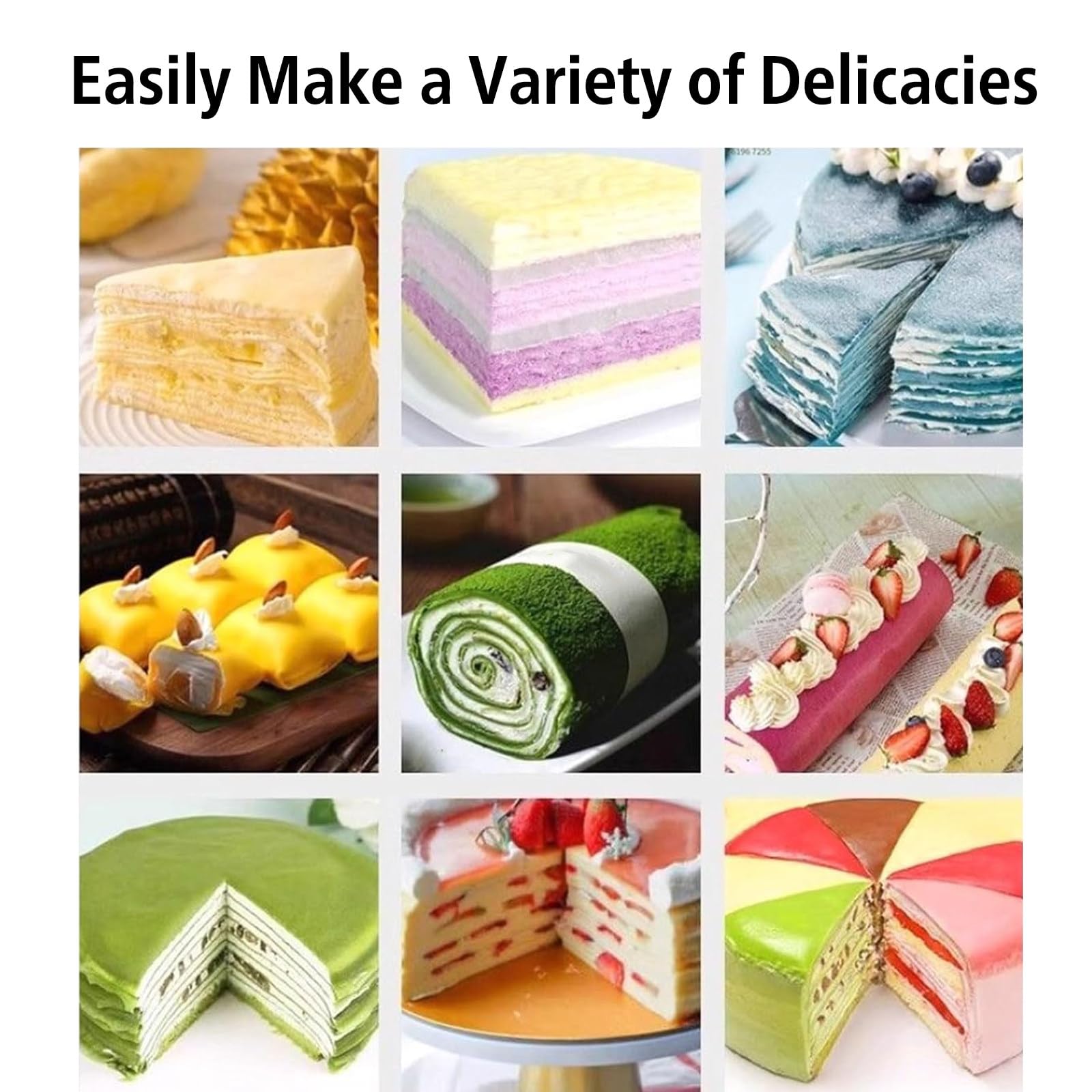 Macchina Professionale Automatica per La Preparazione di Torte Mille Crepe, Macchina per Sfoglie di Uova a Mille Strati da 6/8 Pollici, Macchina per Sfoglie di Uova 8in