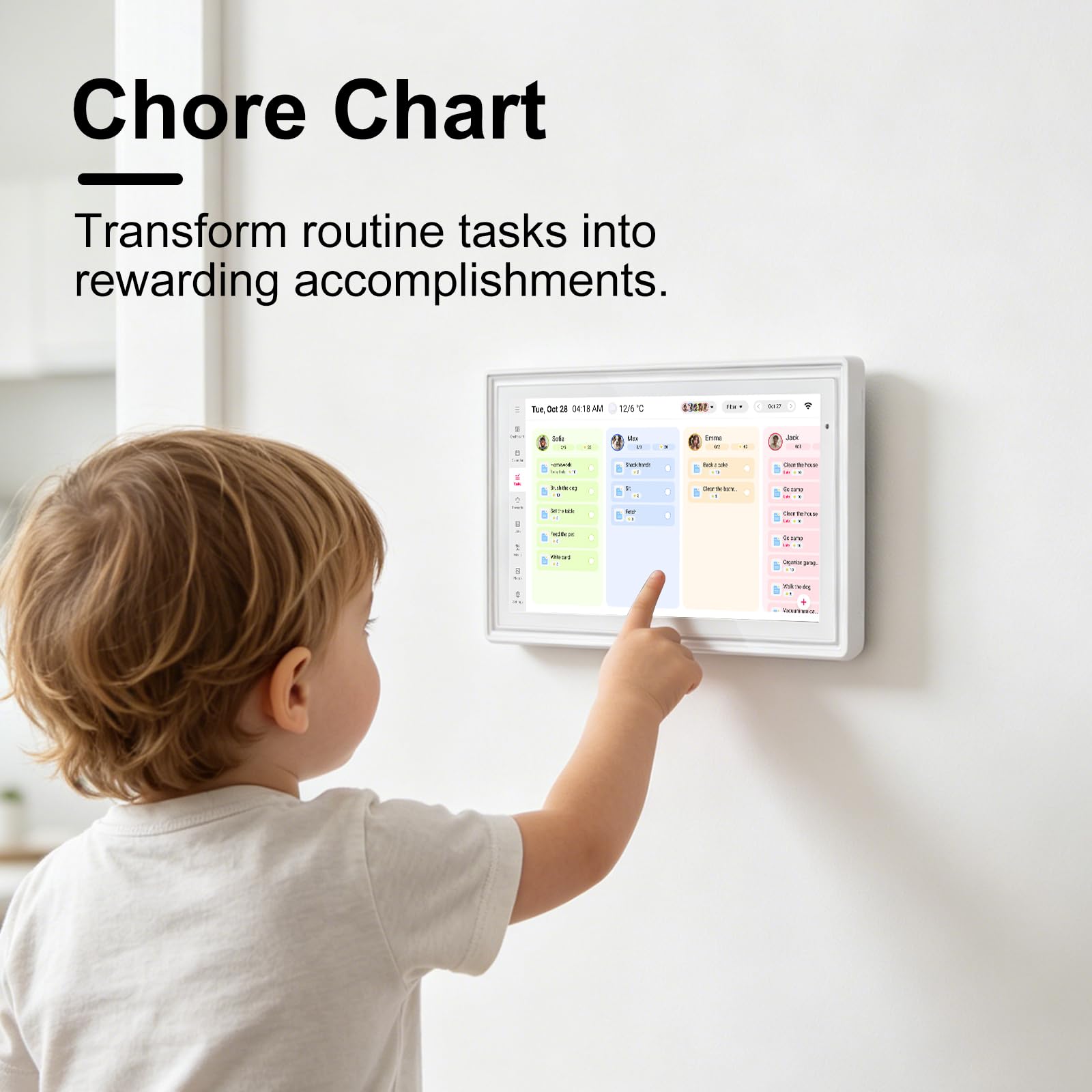 15,6 Wandplaner, digitaler Kalender und Aufgabendiagramm, 32 GB Smart-Touchscreen, interaktives Display für Familienpläne – Wandhalterung im Lieferumfang enthalten, ideal für die