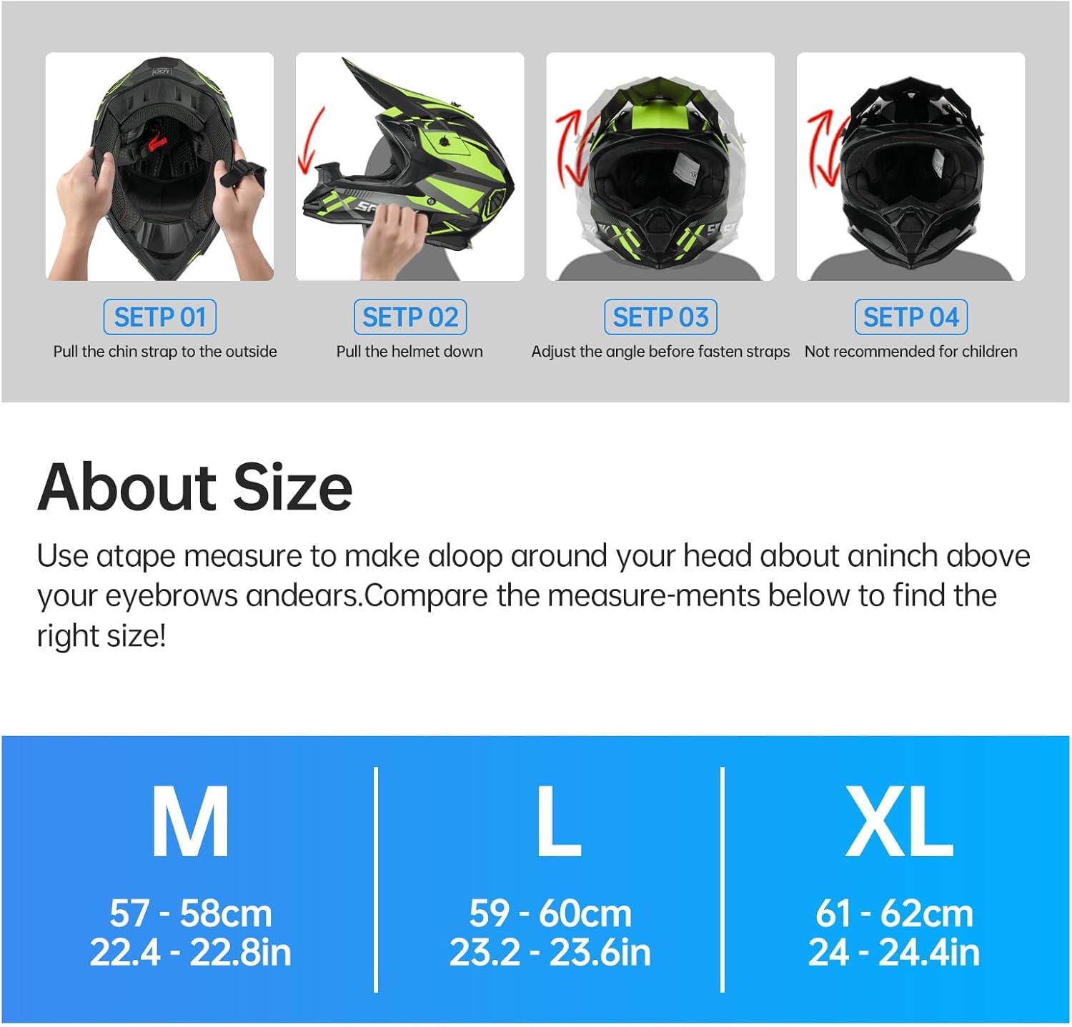 Adult Motocross Helmet ATV Dirt Bike Off-Road Full Face Motorcycle Helmet W/Goggles Gloves & Mask, DOT Approved